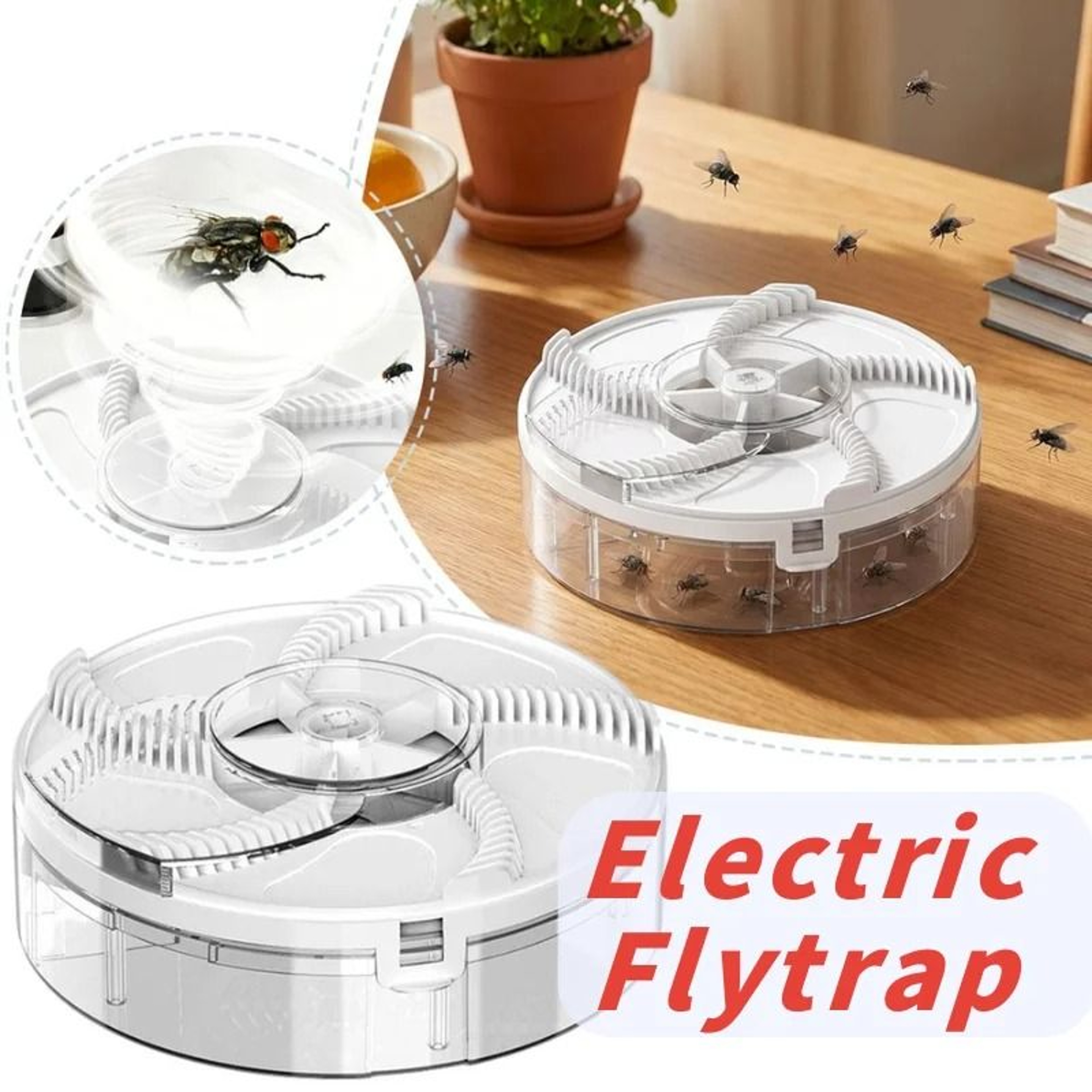Quiet Automatic Rotating Electric Fly Trap USB Rechargeable Pest Catcher 0