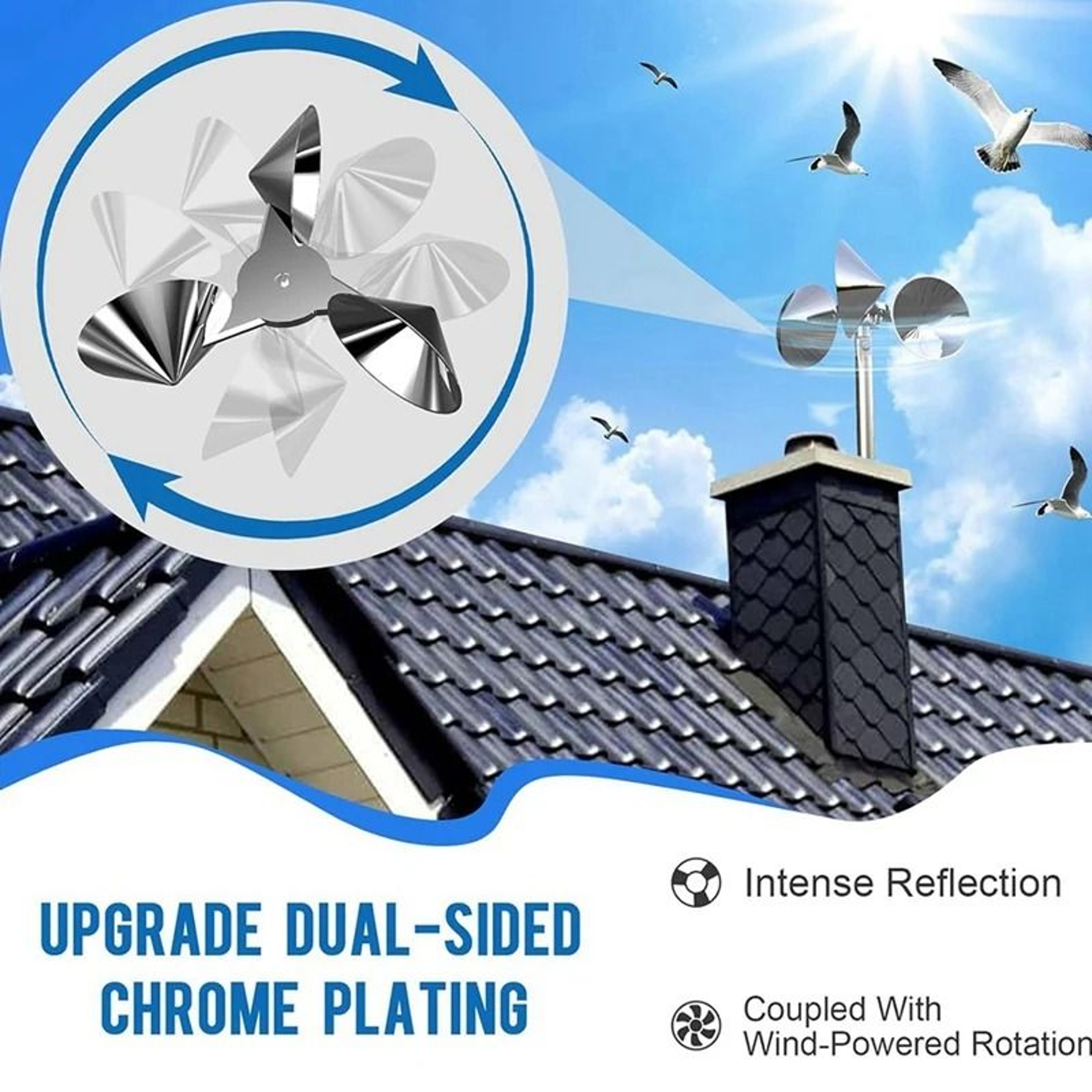 Wind Powered Reflective Bird Scare Kite Deterrent Eagle Hawk Pigeon Repellent 4