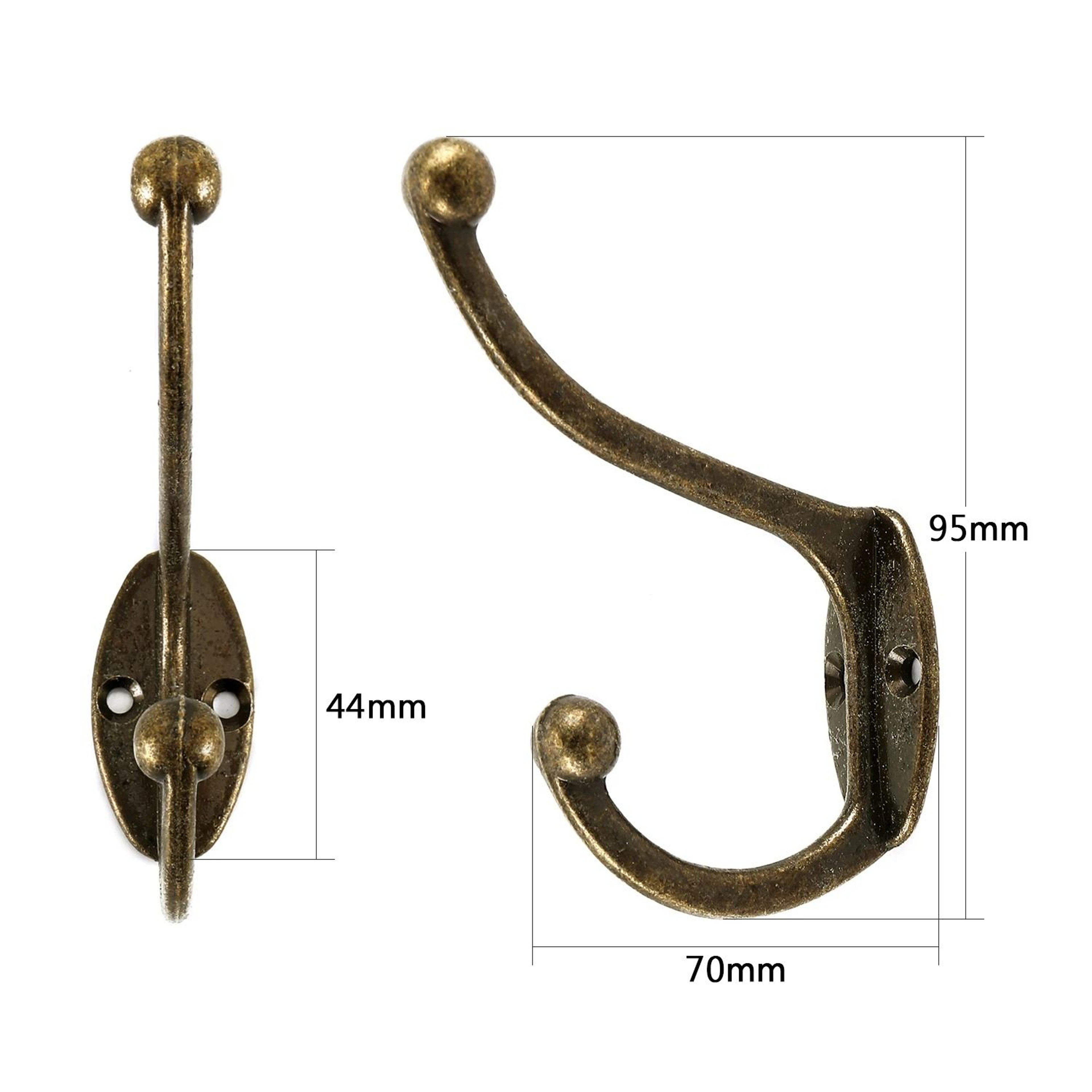 5Pcs Wall Mounted Retro Bronze Double Coat Hooks Heavy Duty Hanger Door Rack 5