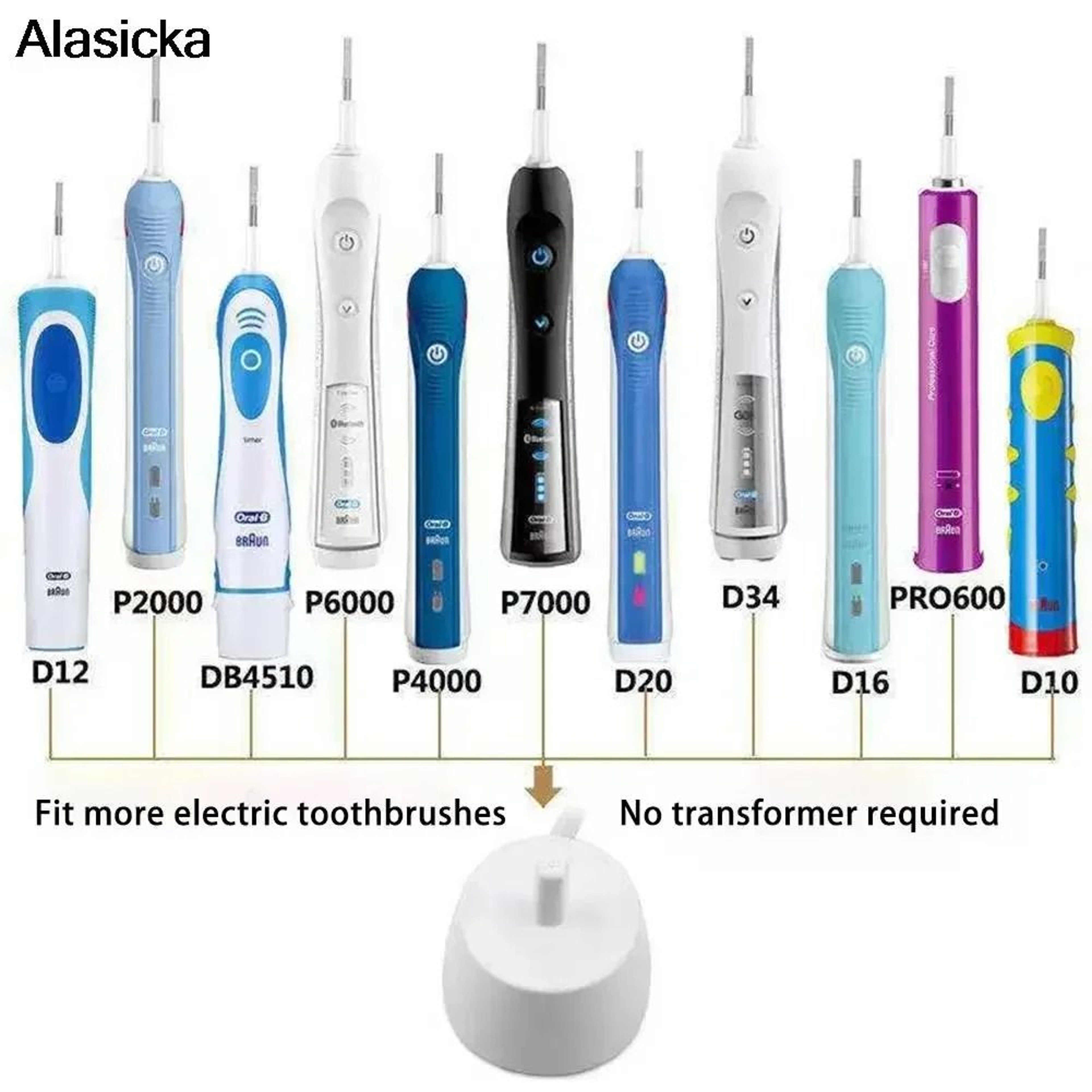 Inductive Charger Base Adapter Compatible Oral B 3757 D12 D20 EU US USB Plug 3