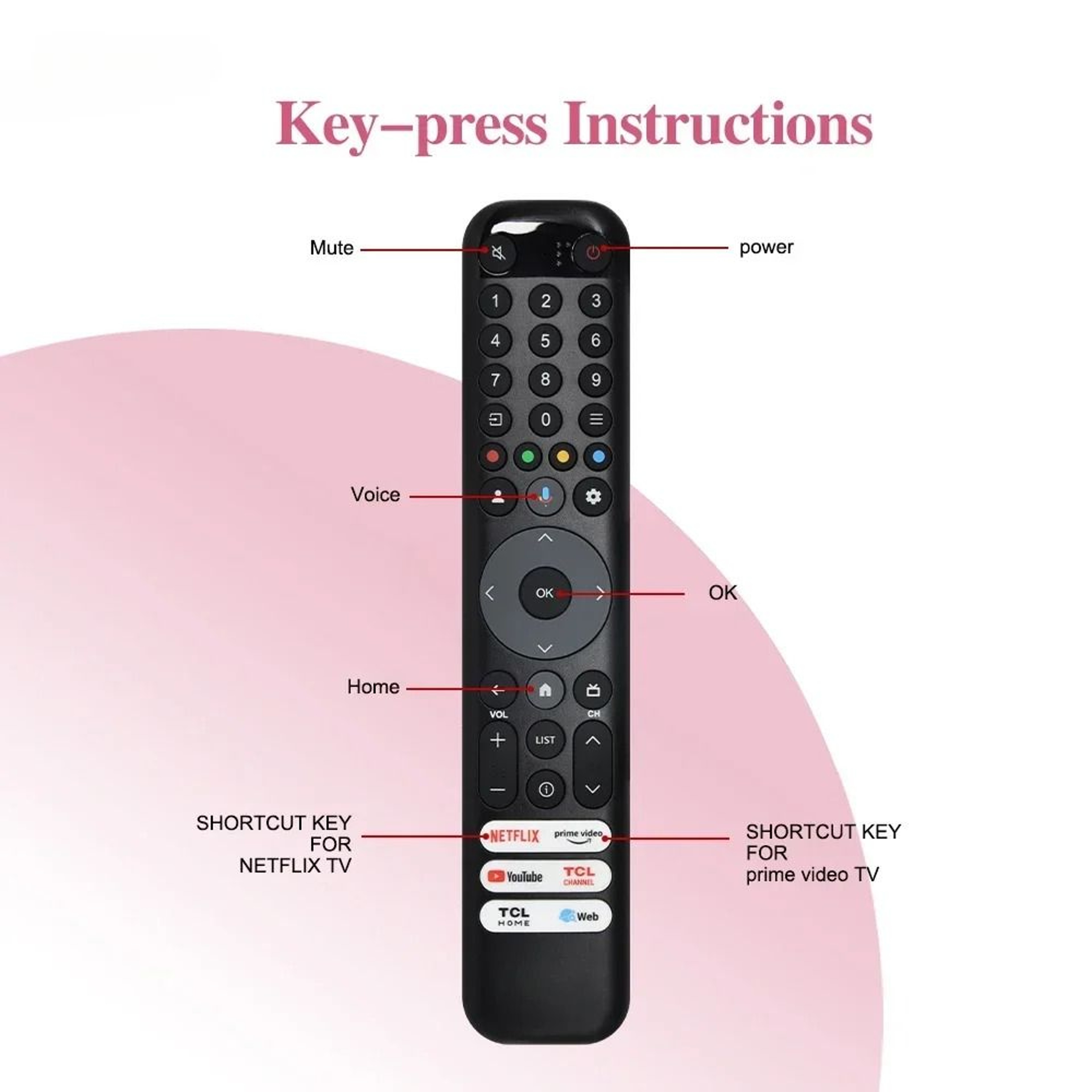 RC833 GUB1 Replacement Voice Remote Fit TCL QLED Google TV C645 C745 C845 5