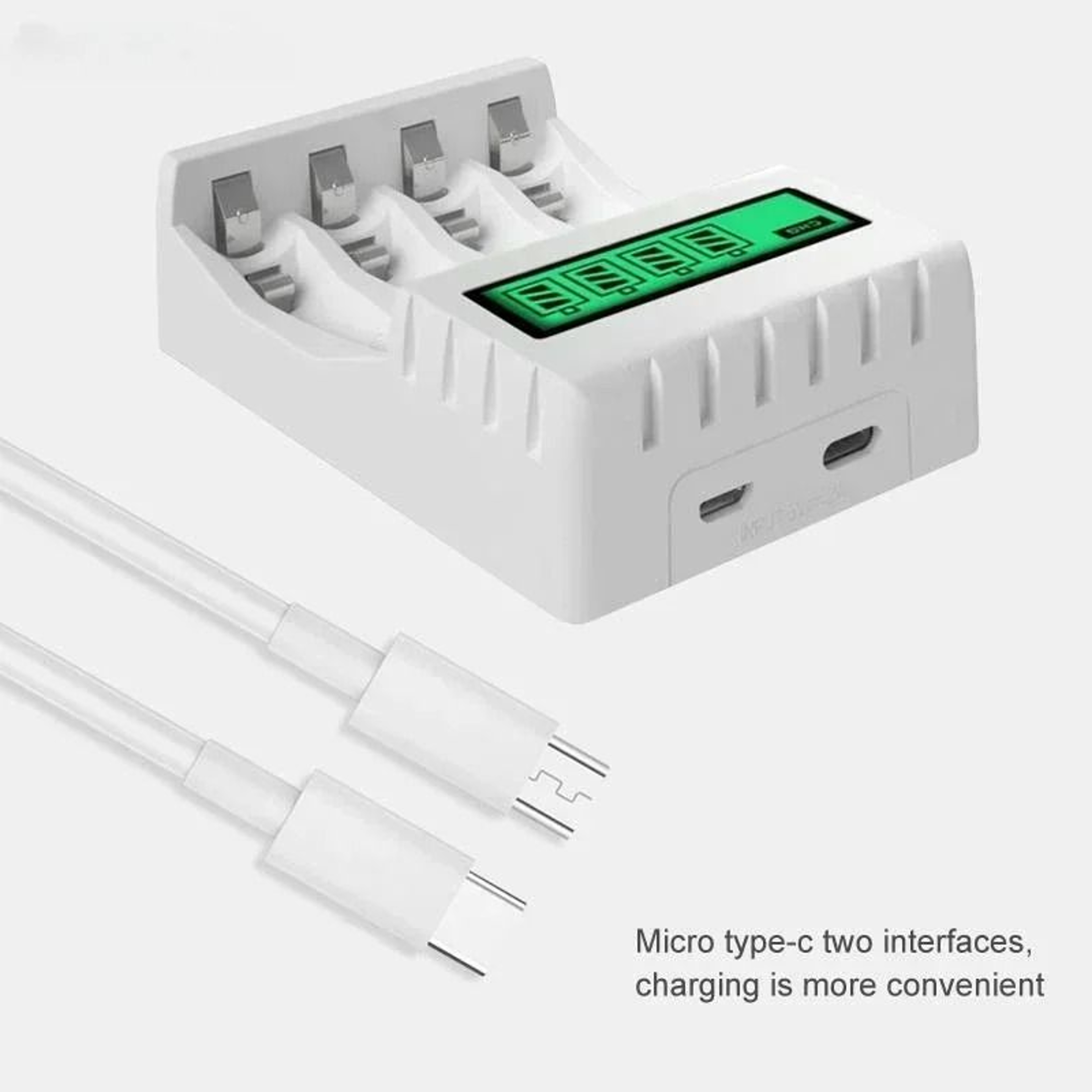 4 Slots Smart Battery Charger LCD Display Fit 12V AA AAA NiMH NiCd Battery 3