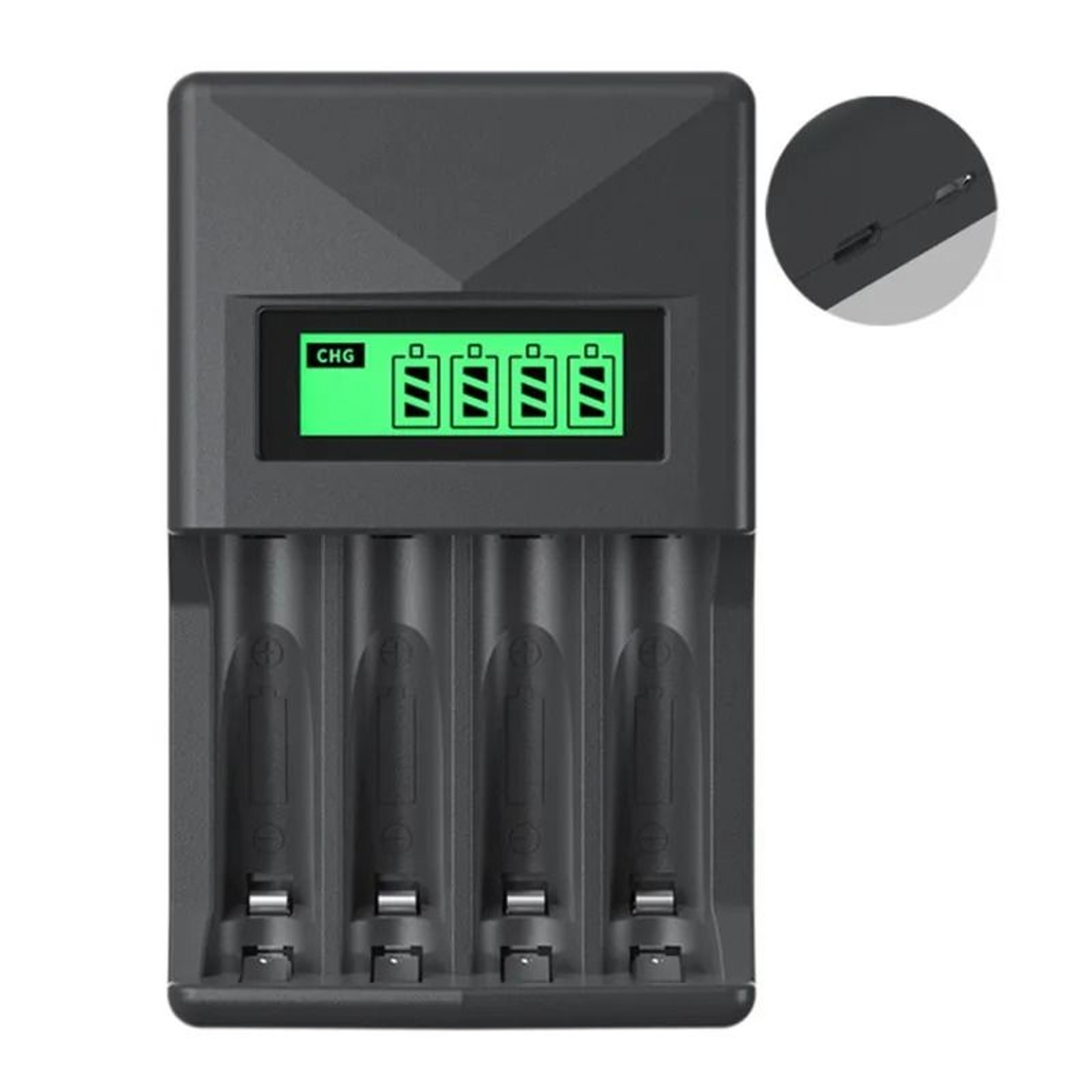 Smart Fast Battery Charger LCD Display USB TypeC Fit 12V AA AAA Battery 0