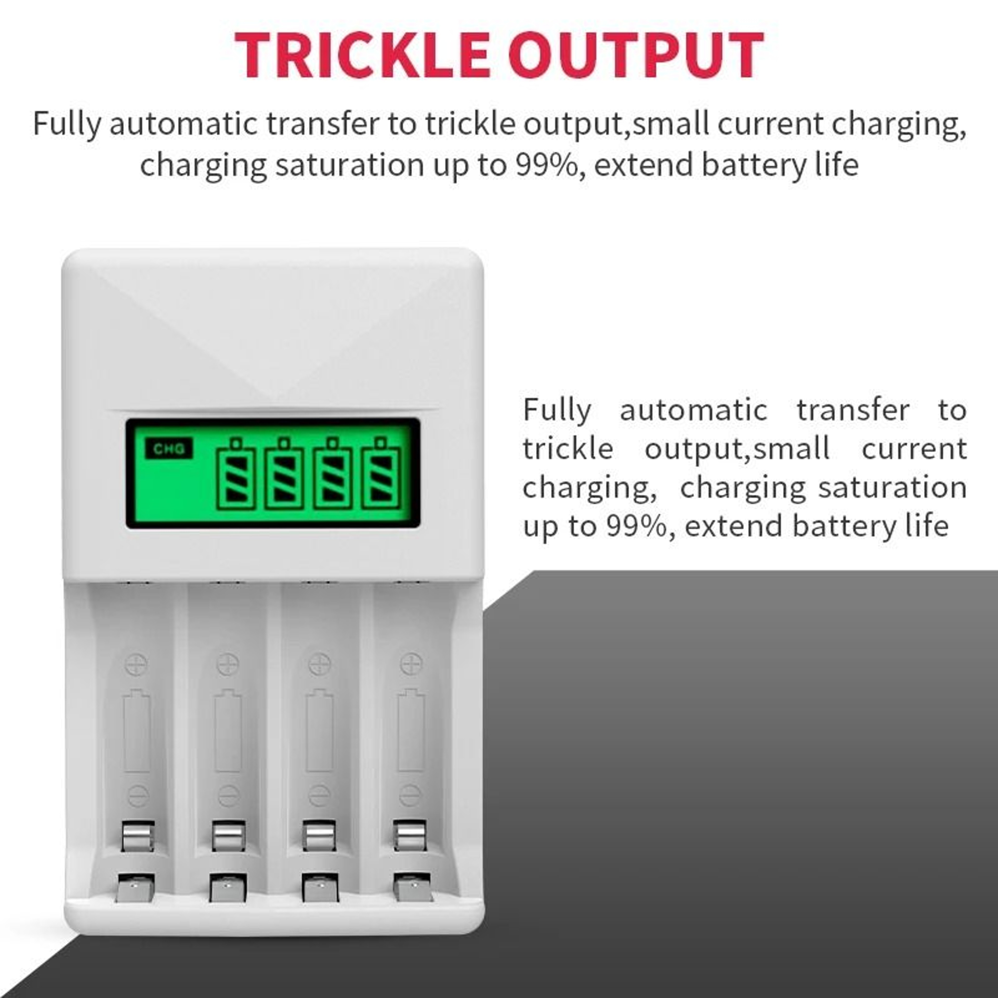 Smart Fast Battery Charger LCD Display USB TypeC Fit 12V AA AAA Battery 4