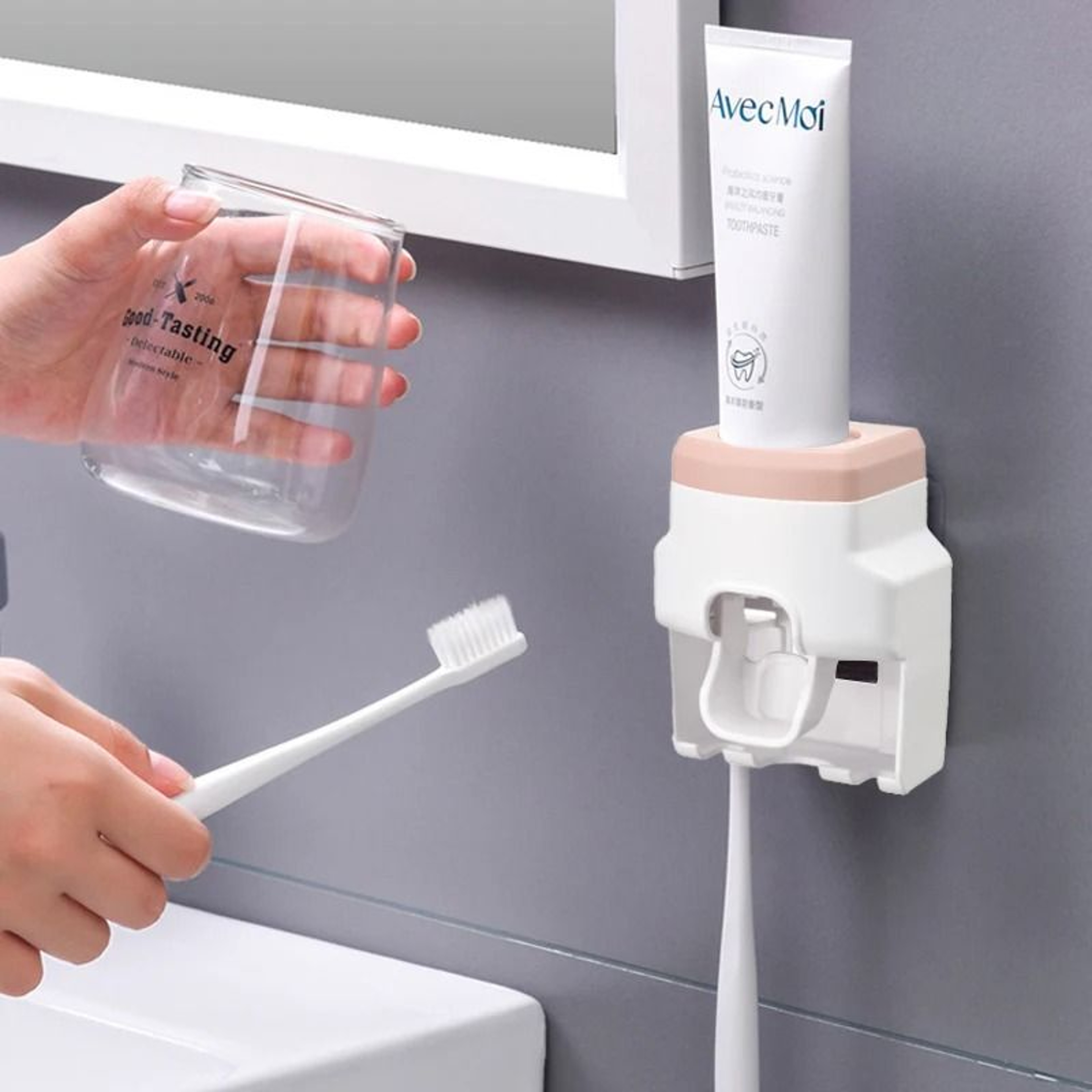 Automatic Toothpaste Dispenser Wall Mount Squeezer Bathroom Toothbrush Holder 1