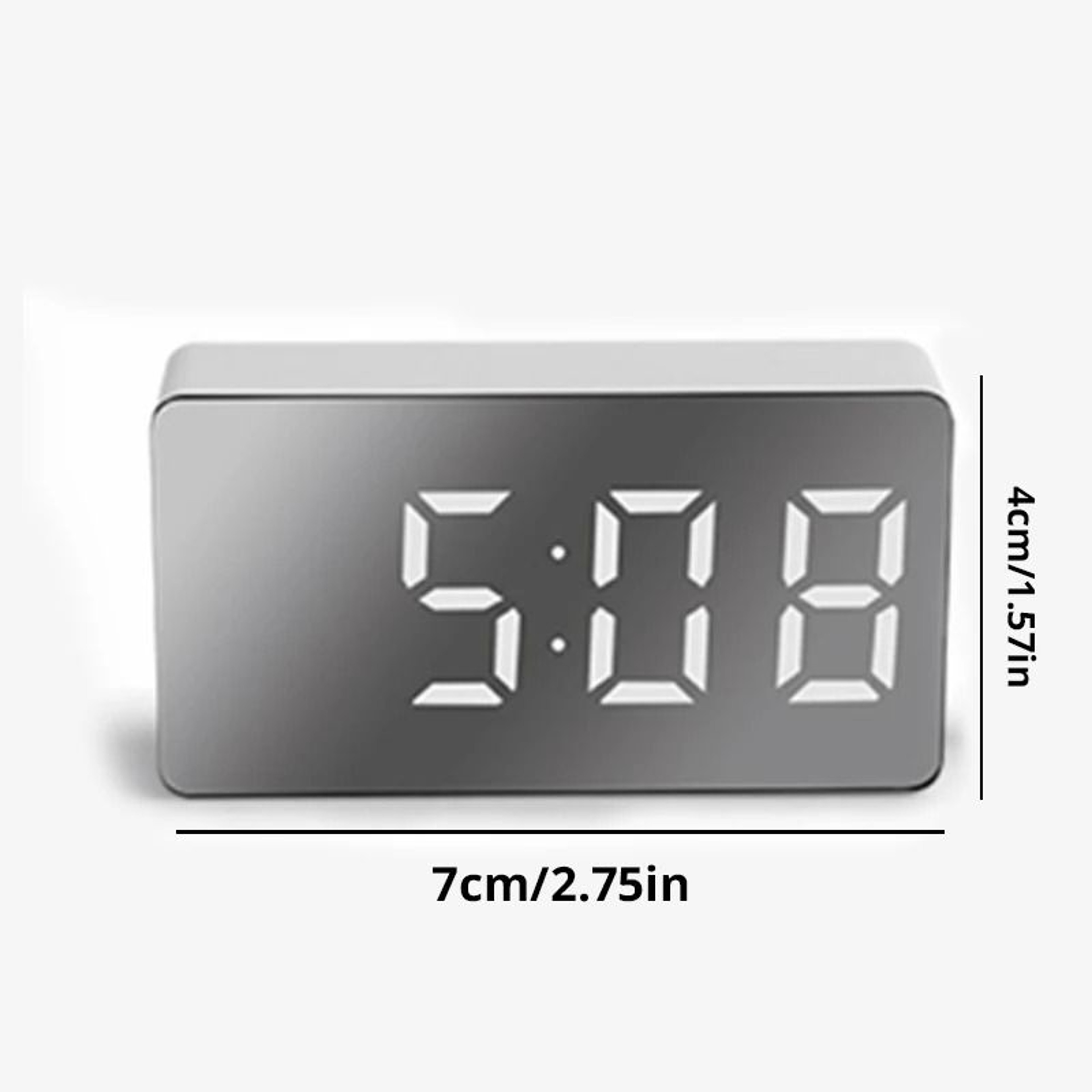 White LED Mirror Alarm Clock Snooze Display USB Digital Night Light Desktop 5