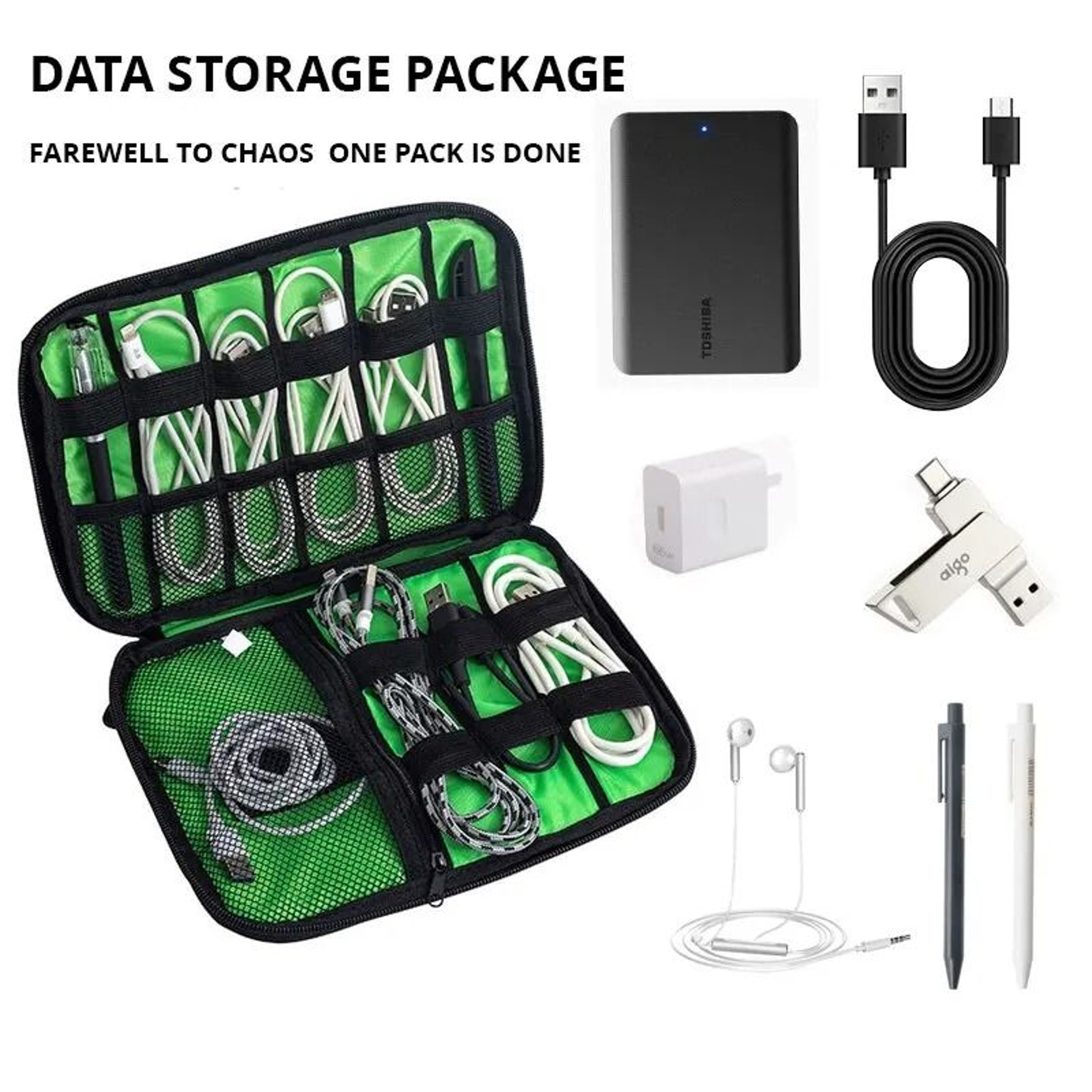 Portable Travel Electronics Organizer Bag USB Cable Charger Plug Pouch Case 2
