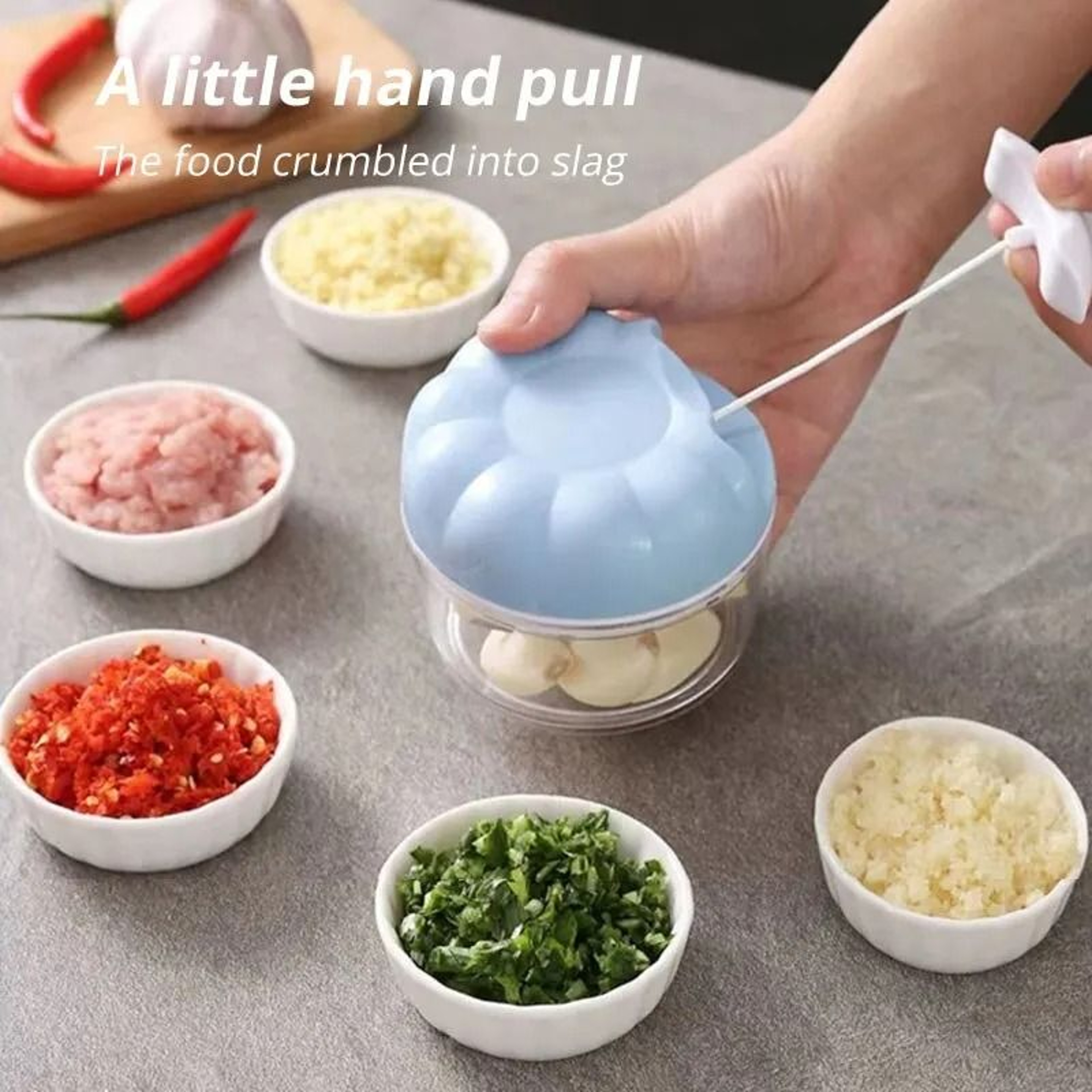 Manual Garlic Masher Mini Hand Pull Chopper Food Processor Blender Mincer 1