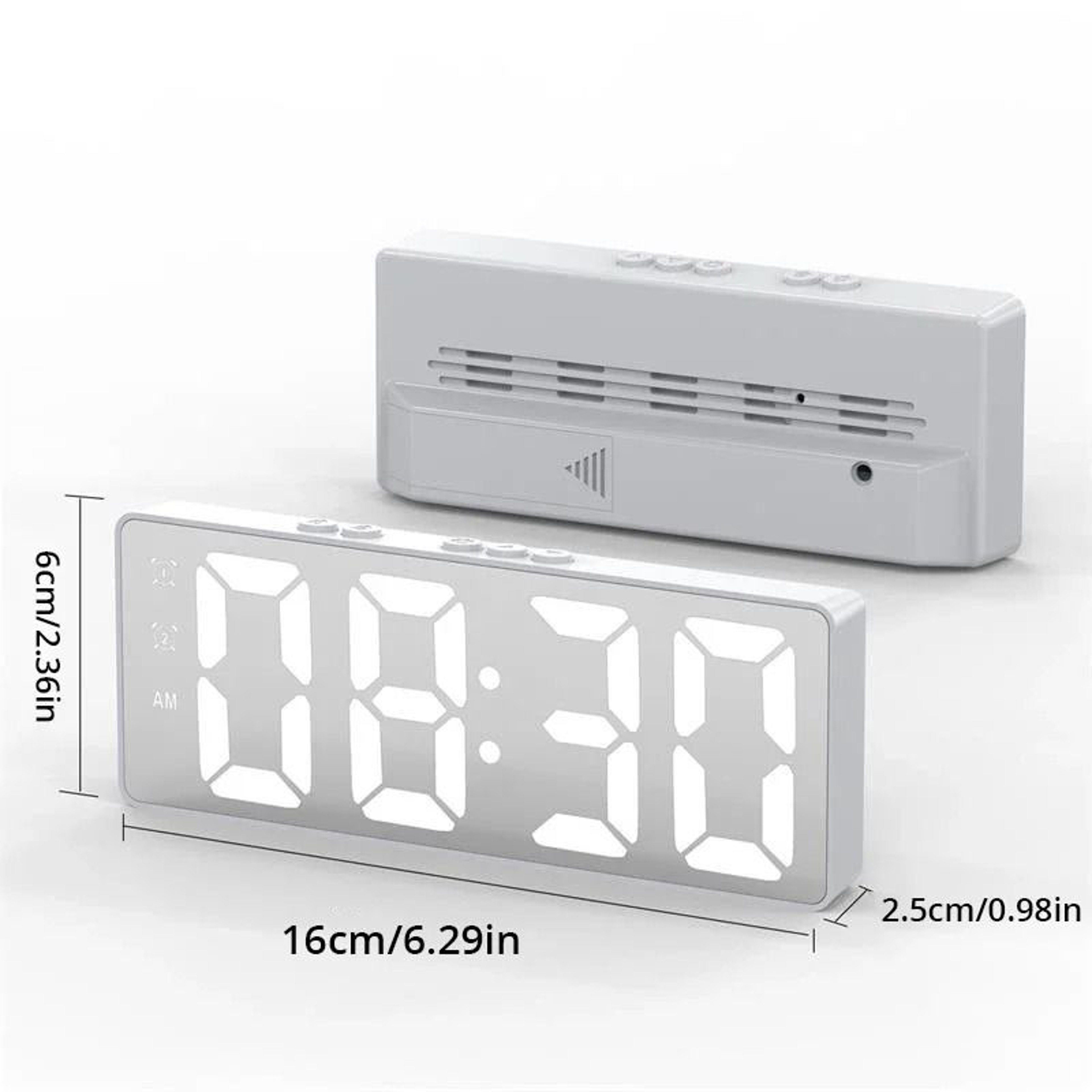 LED Mirror Digital Alarm Clock Desktop Table Clock Snooze Display Electronic 7