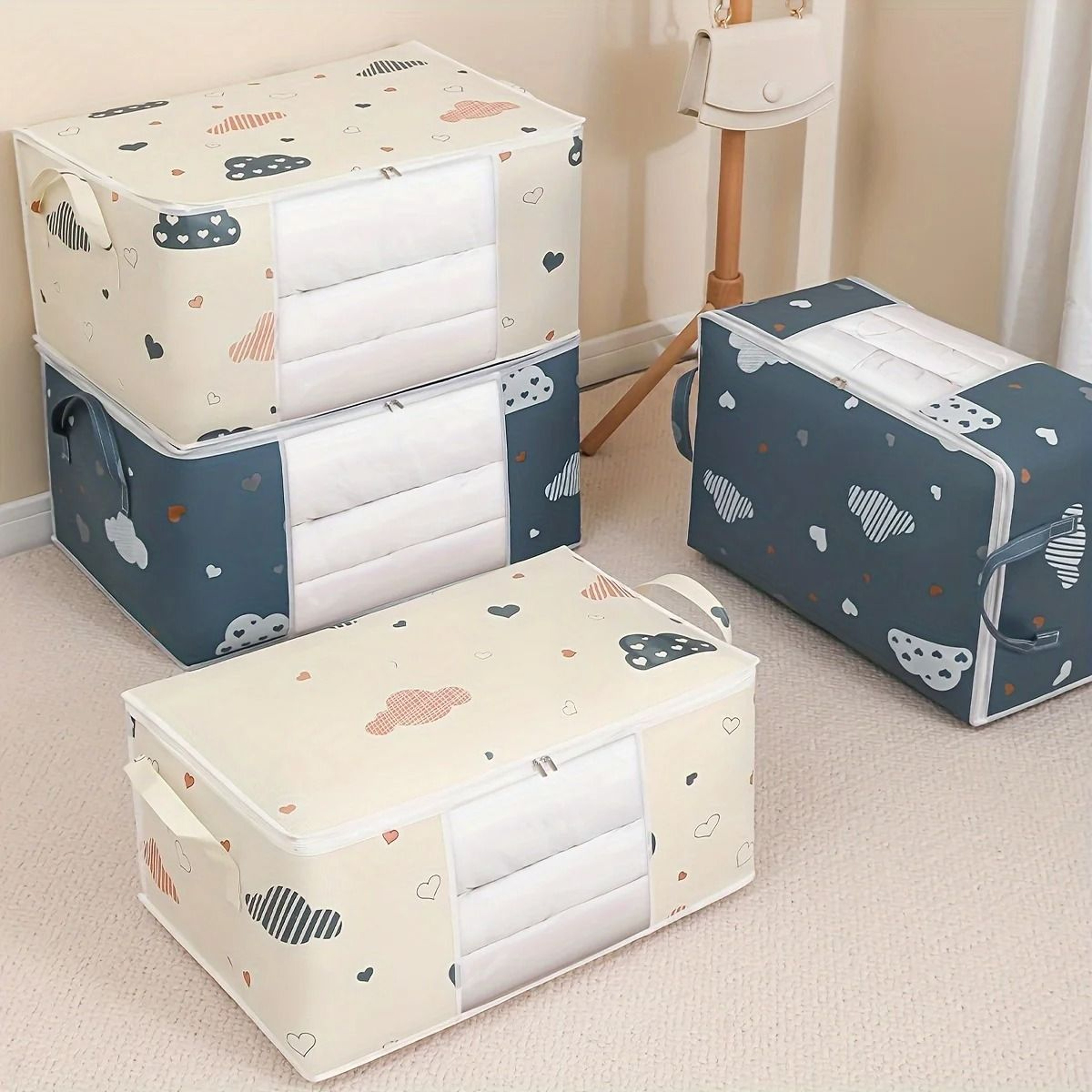 Large Foldable Non Woven Storage Bag Fabric Dust Proof Quilt Clothes Organizer 2