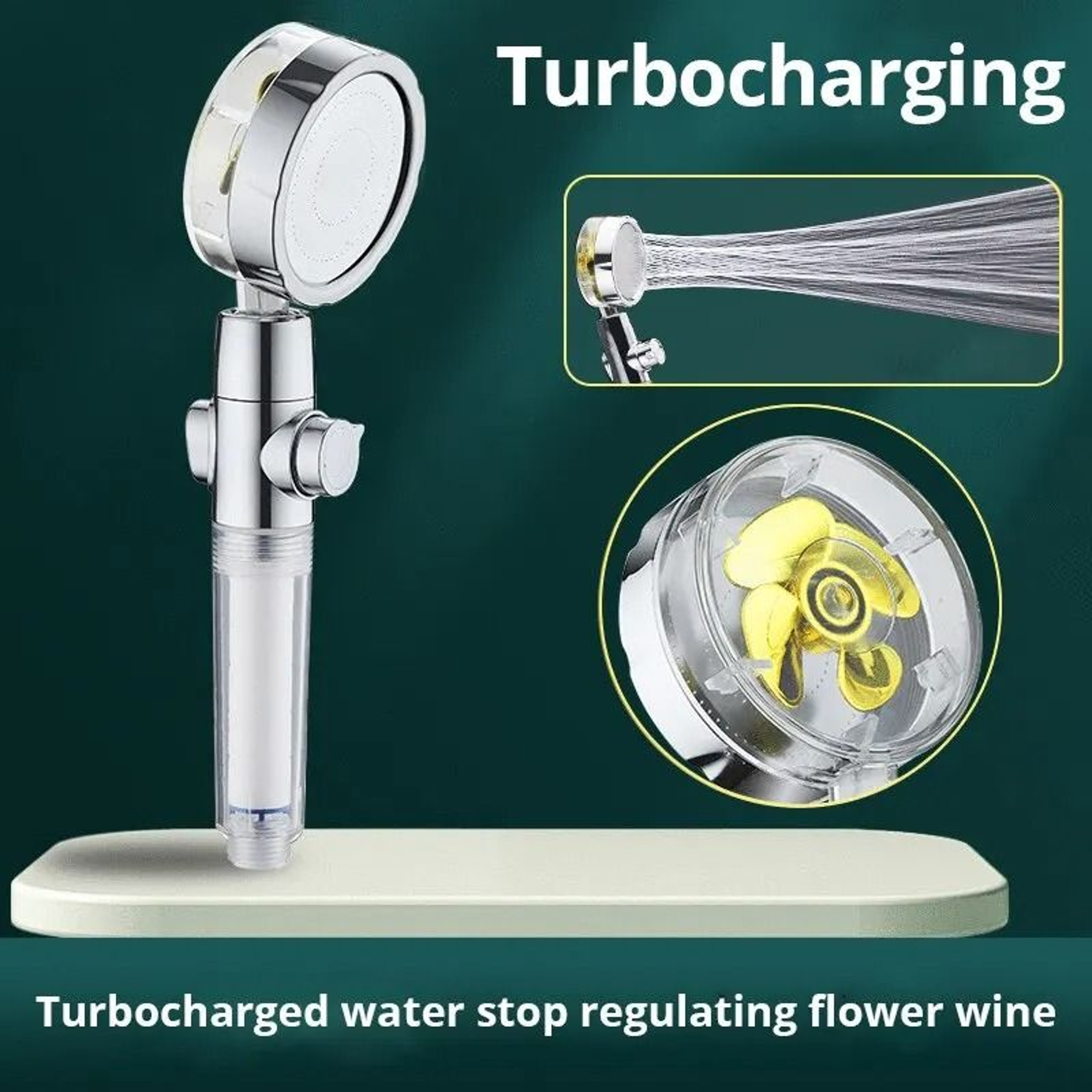 Propeller Turbocharged Shower Head High Pressure Handheld With Filter 0