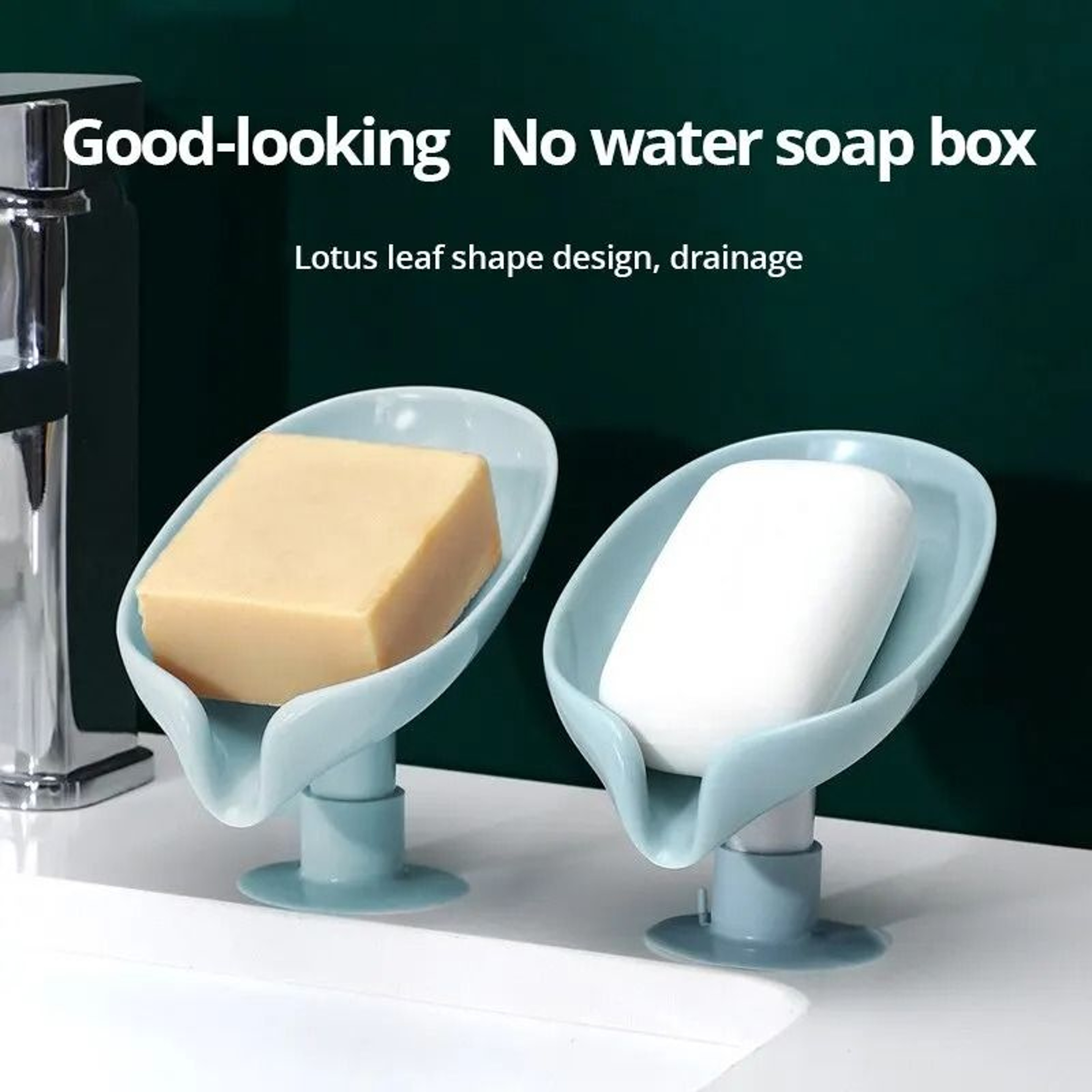 2Pcs Creative Draining Soap Dish Holder Punch Free Suction Cup Saver Rack 0