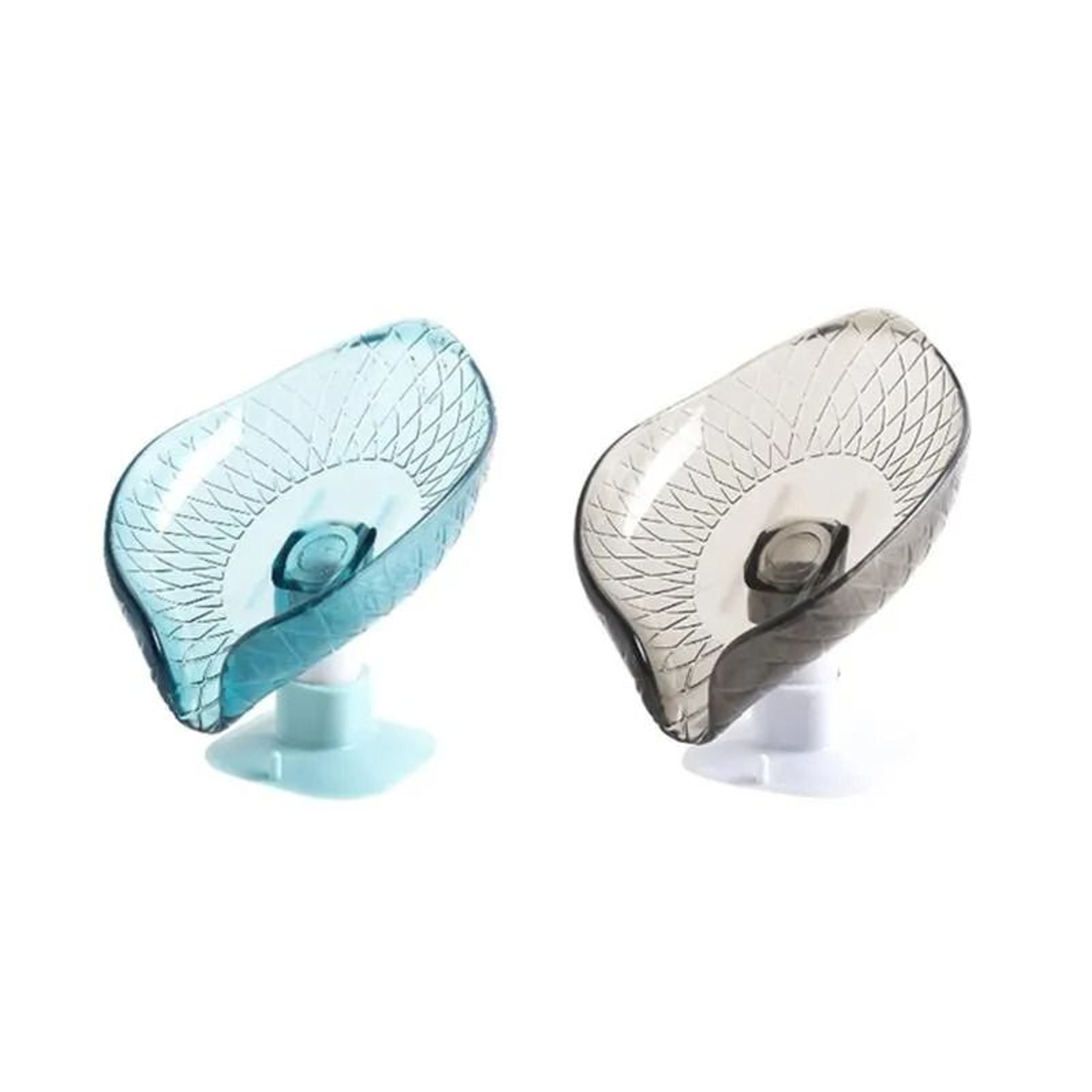 2Pcs Creative Draining Soap Dish Holder Punch Free Suction Cup Saver Rack 9