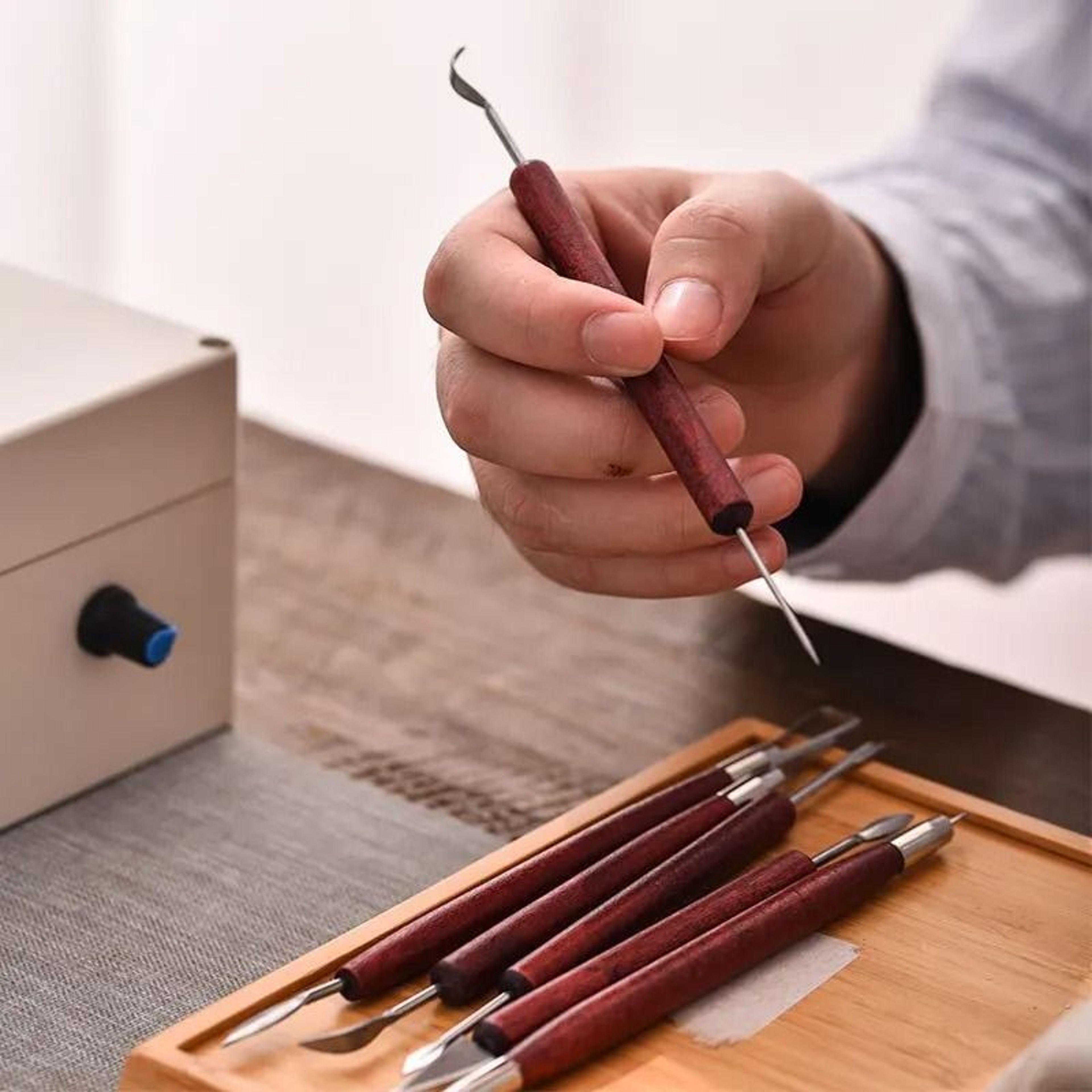 6Pcs Pottery Clay Sculpting Tools Double Ended Wire Ribbon Carving Knives 1