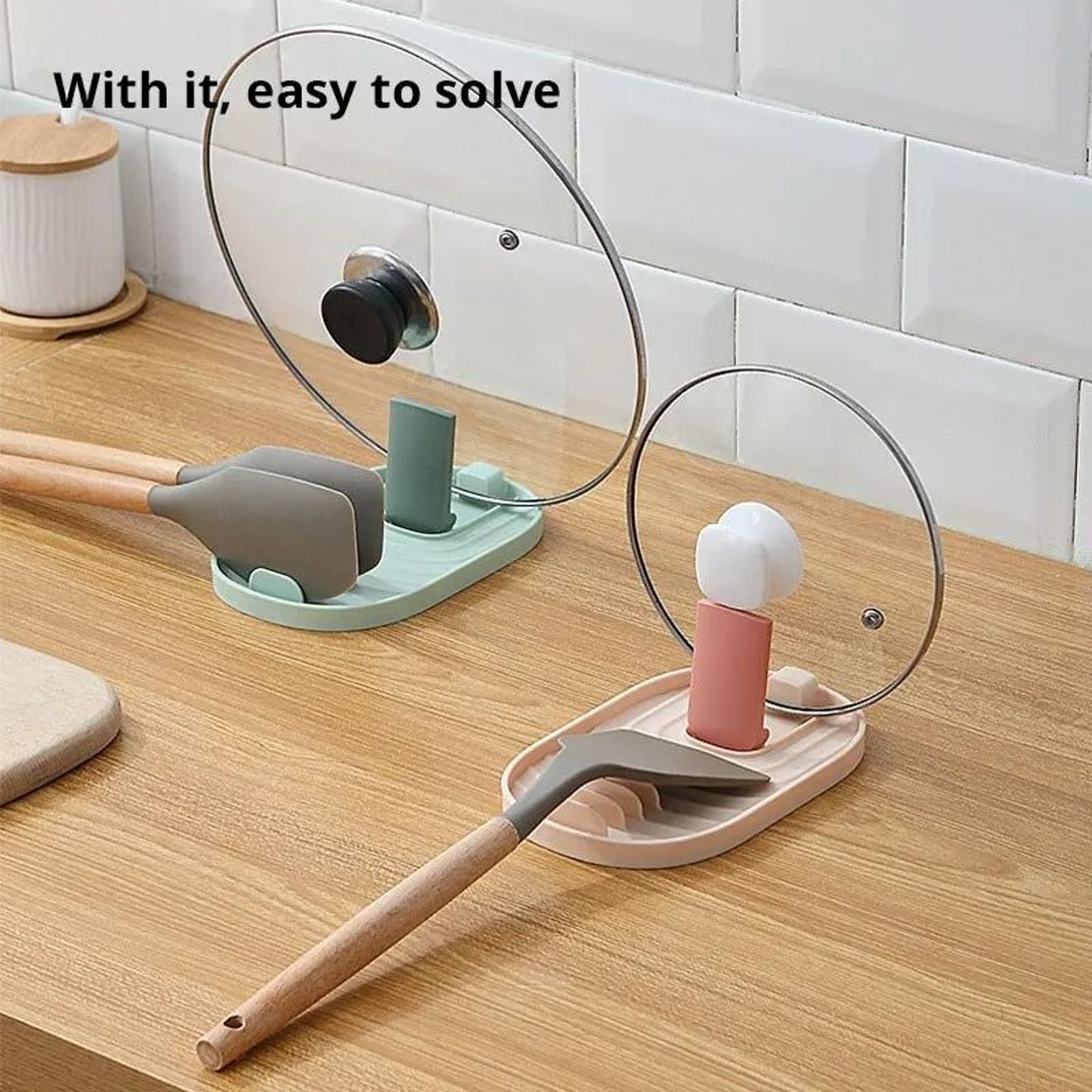 Silicone Pot Lid Stand Spoon Rest Multi Function Kitchen Utensil Holder 0