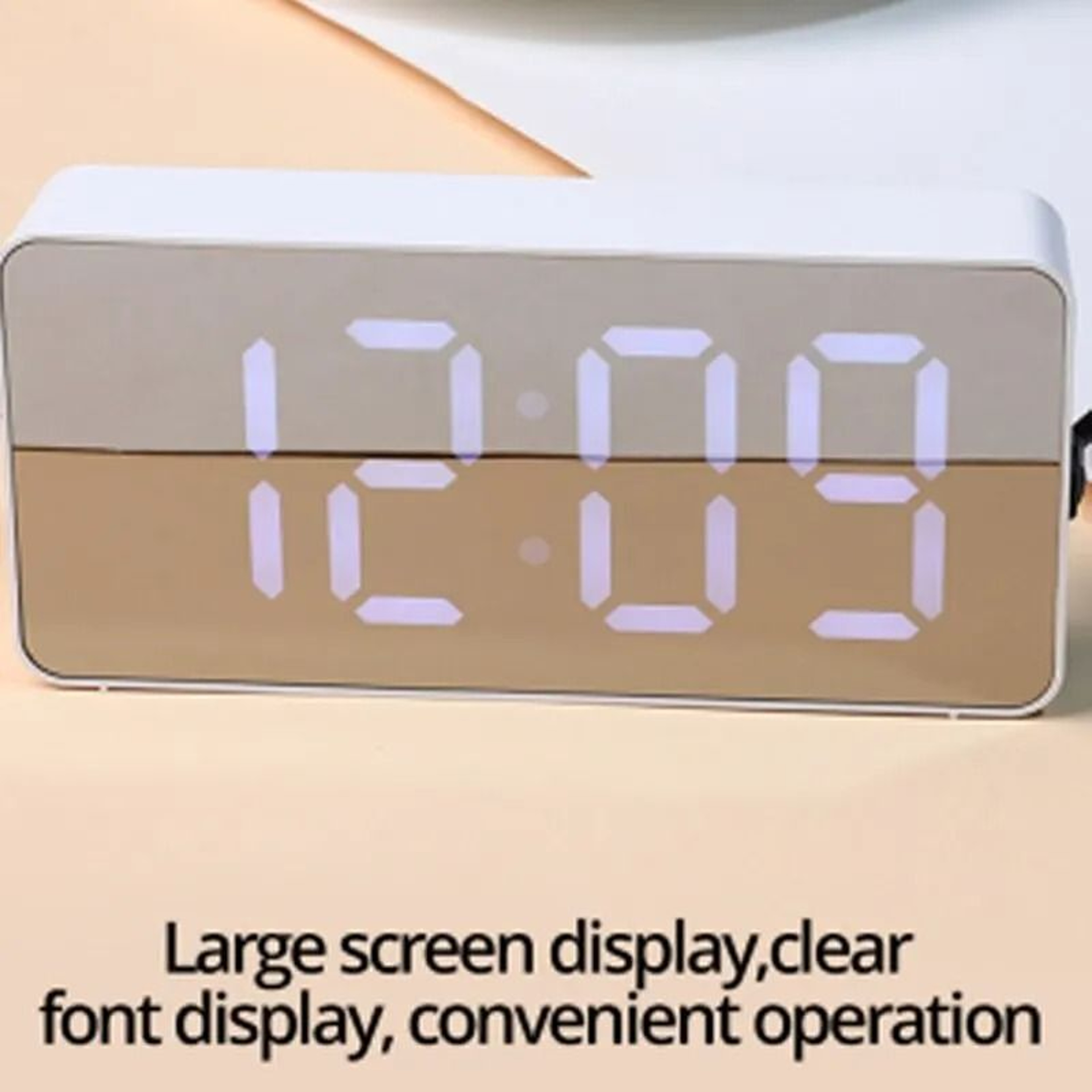 Modern LED Mirror Digital Alarm Clock USB Table Top Night Light Snooze Clock 1