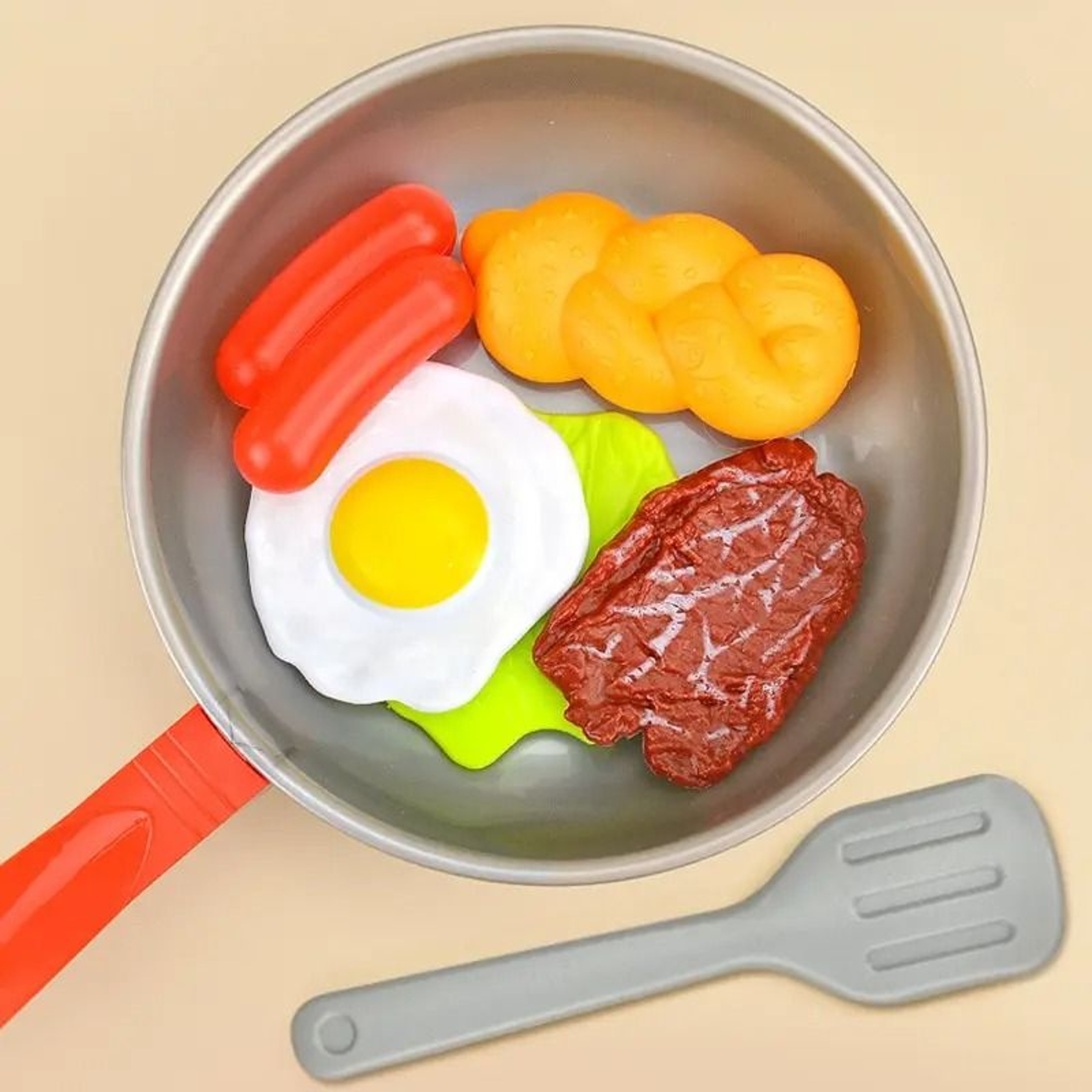 8Pcs Kids Pretend Play Kitchen Set Cooking Pot Steak Play Food Accessories 4