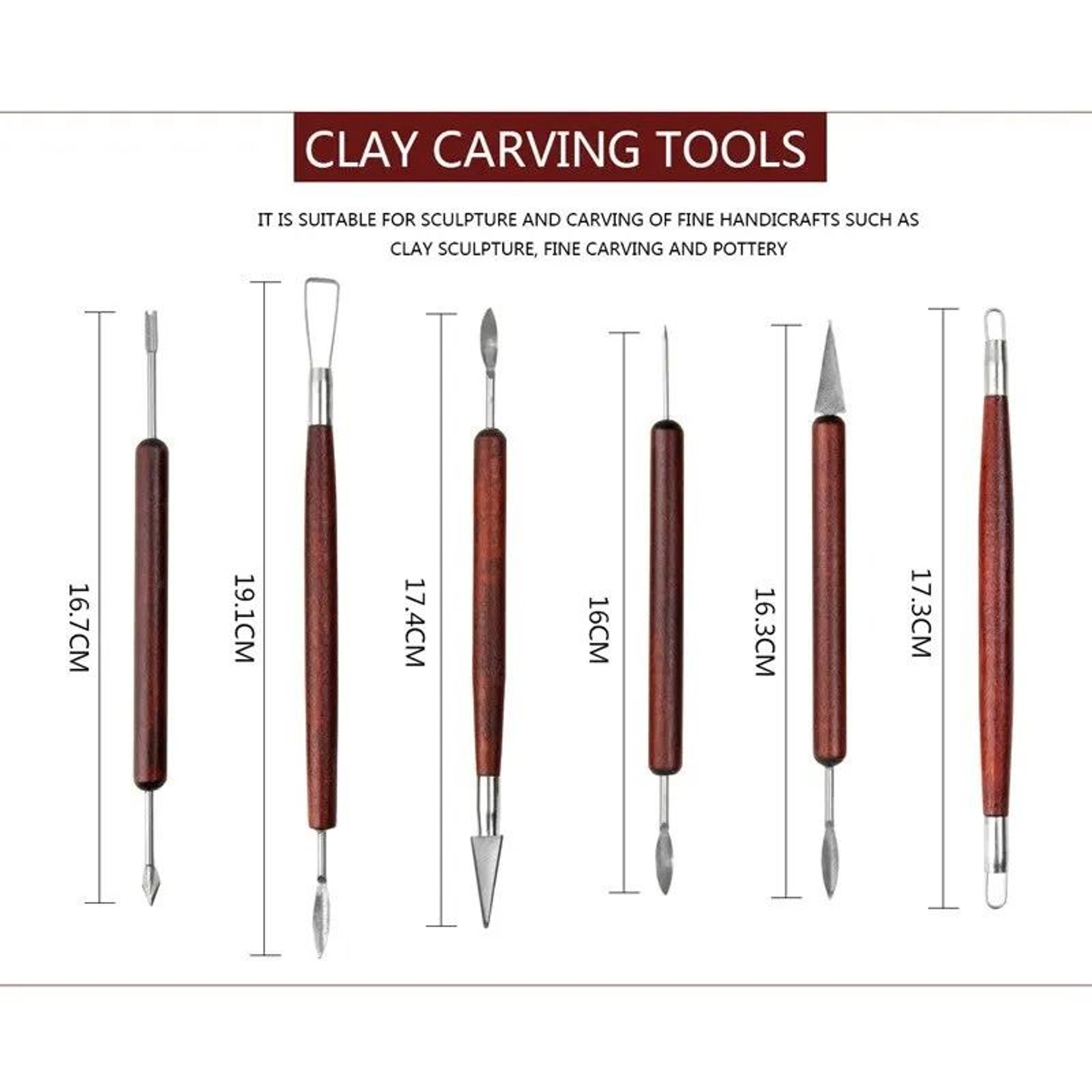 6Pcs Pottery Sculpting Tool Set Double Ended Ribbon Wire Clay Carving Knife 5