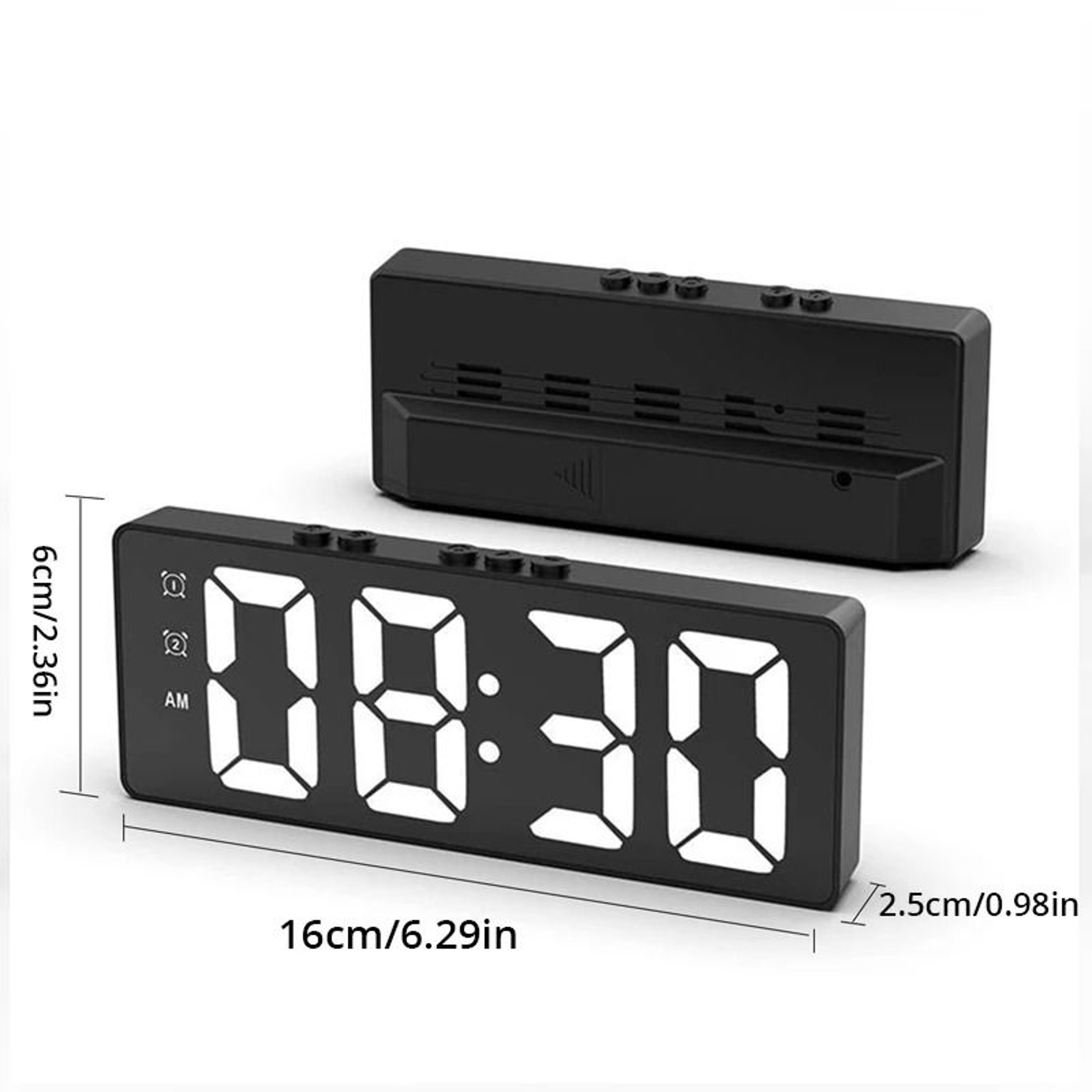 LED Mirror Digital Alarm Clock Snooze Time Temperature Electronic Table 7