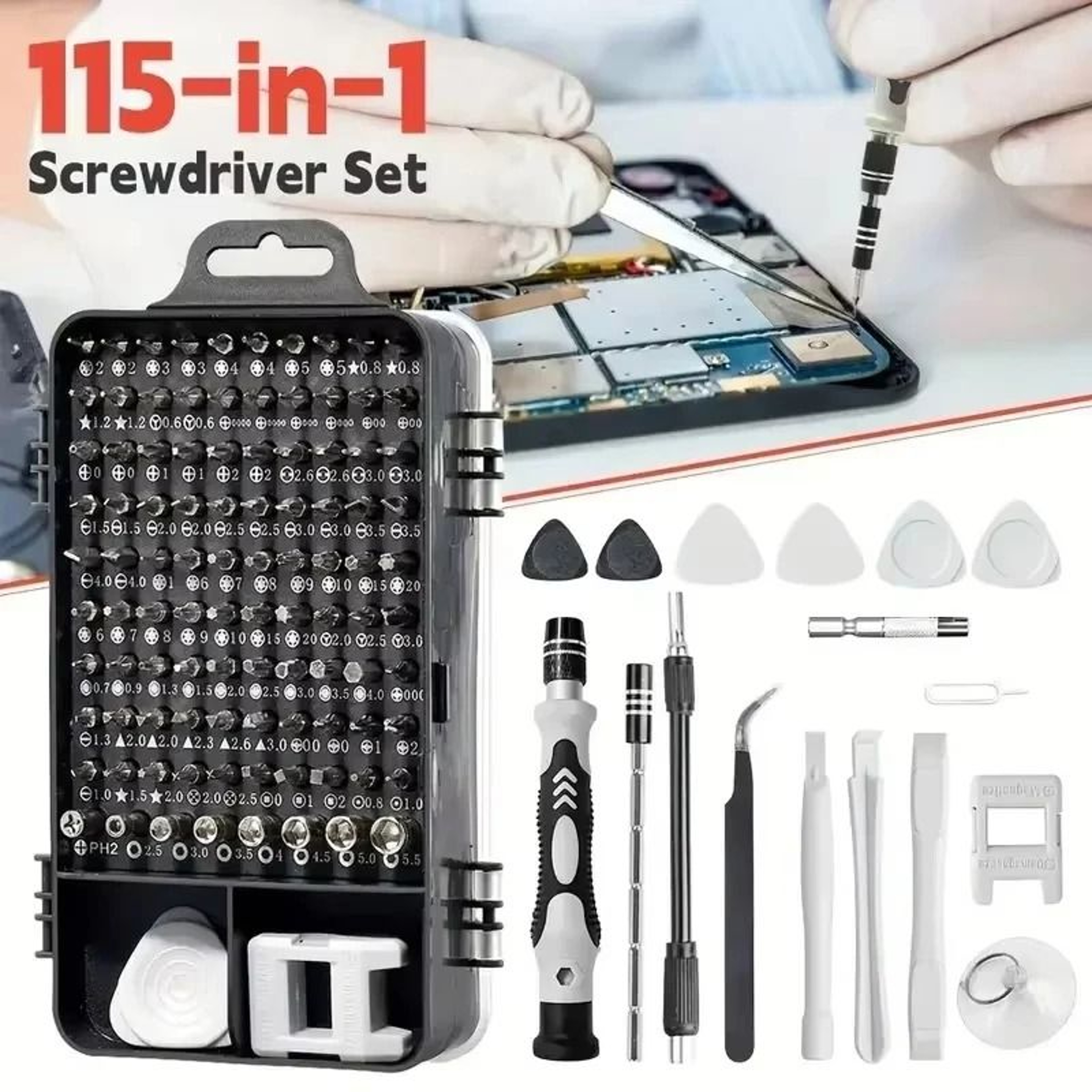 115in1 Precision Screwdriver Set Magnetic Bits Electronics Repair Toolkit 0