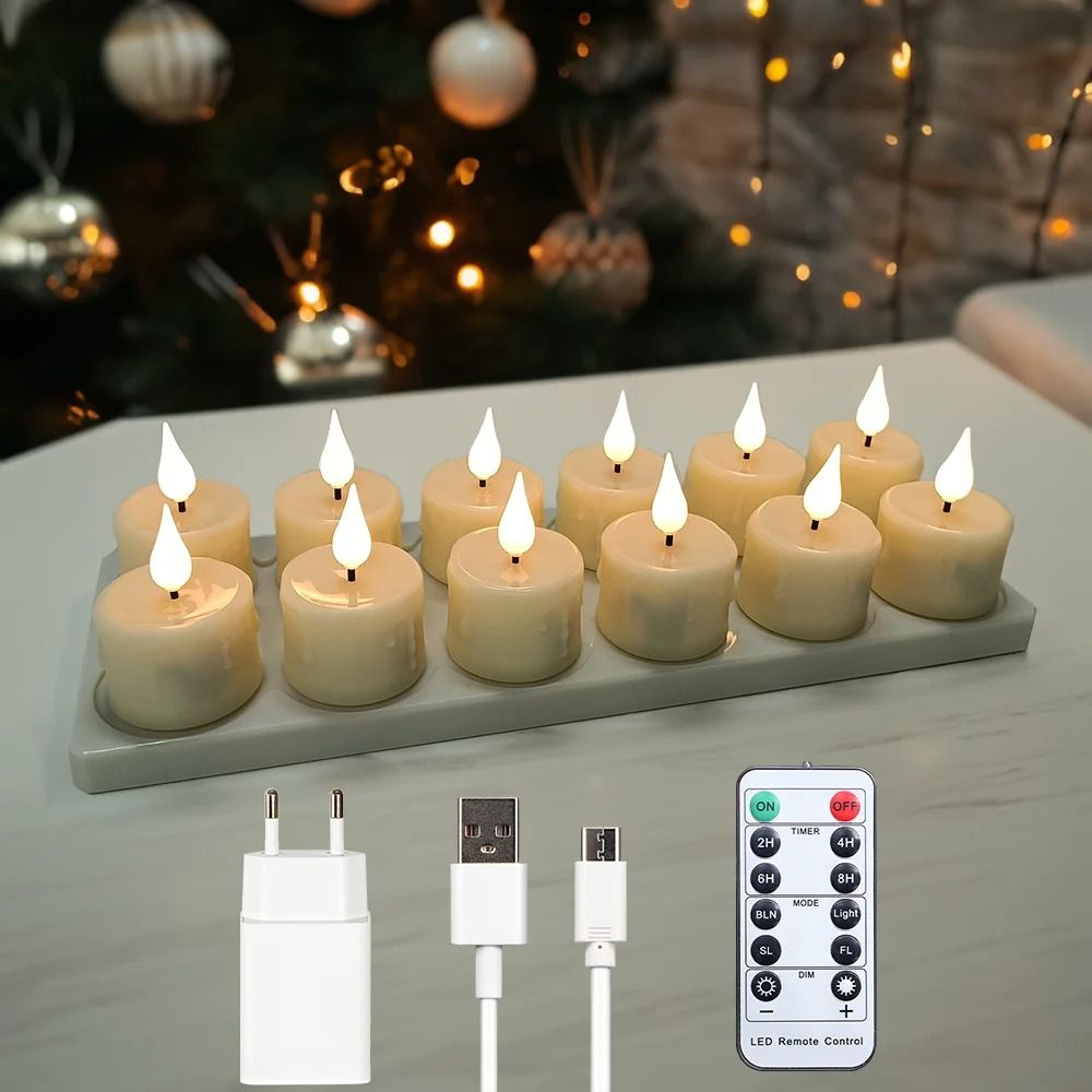 Rechargeable LED Candle Lamp Set Remote Control Flameless Ambiance Light 10