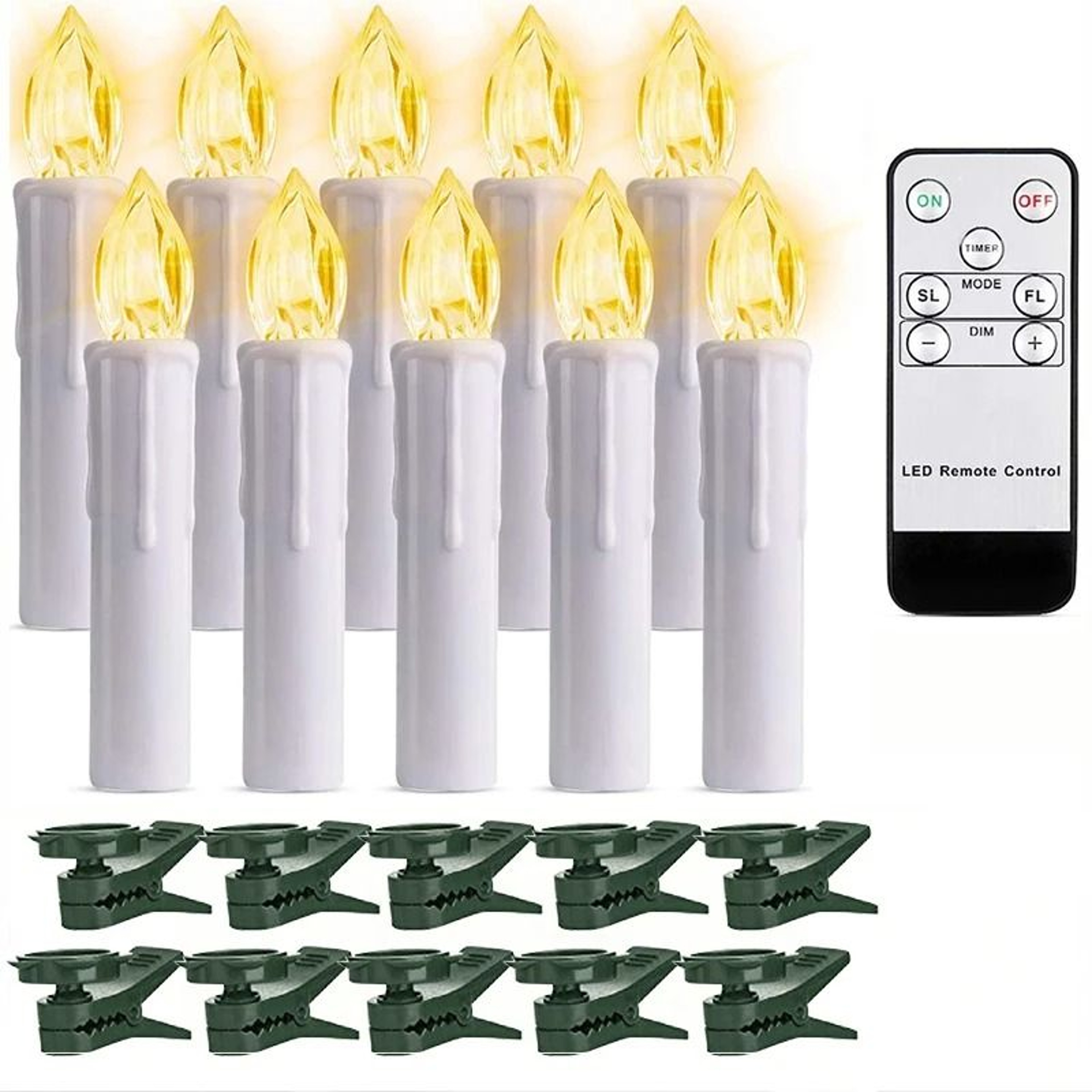 Waterproof Outdoor LED Candle Lights Remote Timer Flickering Clip Lamps Set 6