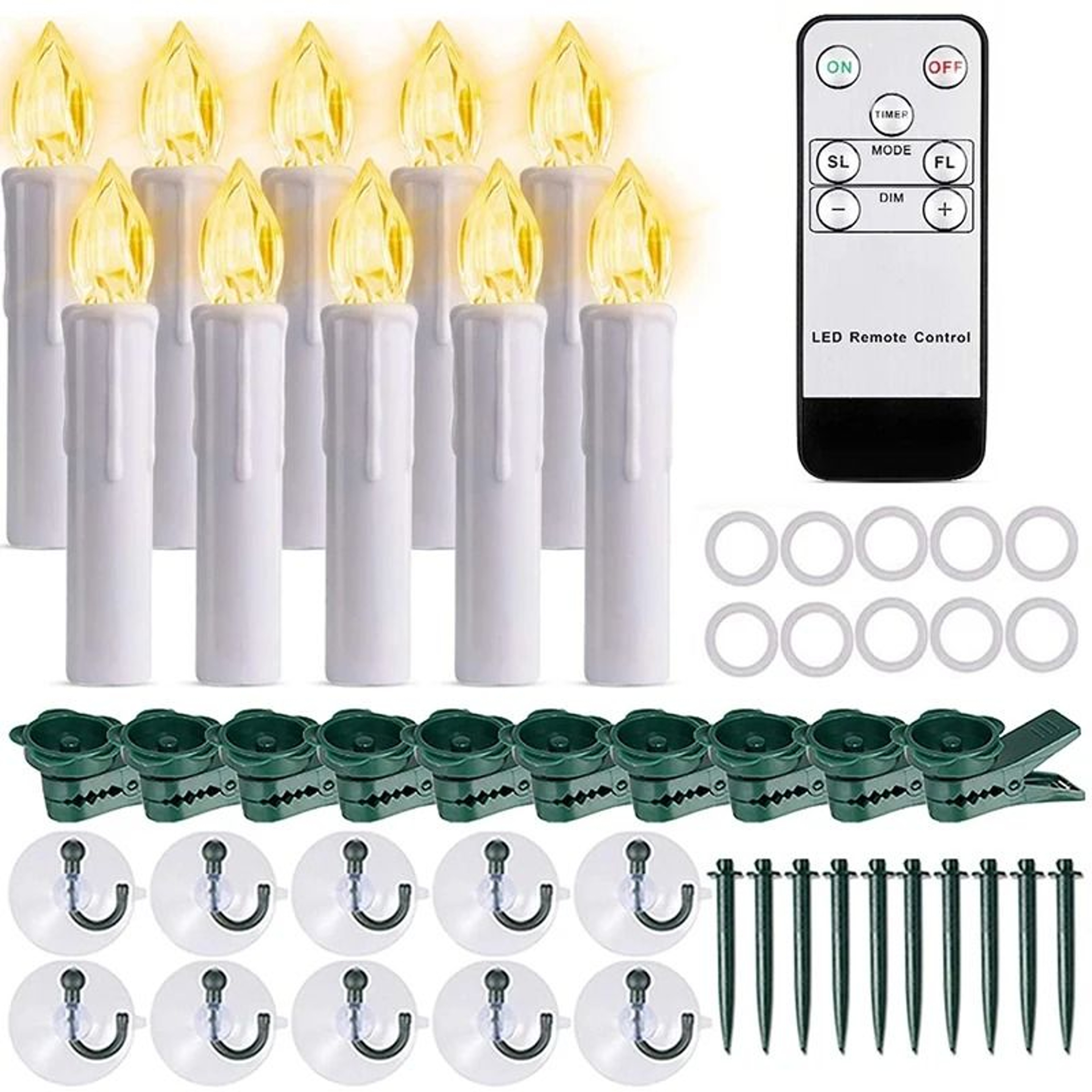 Waterproof Outdoor LED Candle Lights Remote Timer Flickering Clip Lamps Set 11