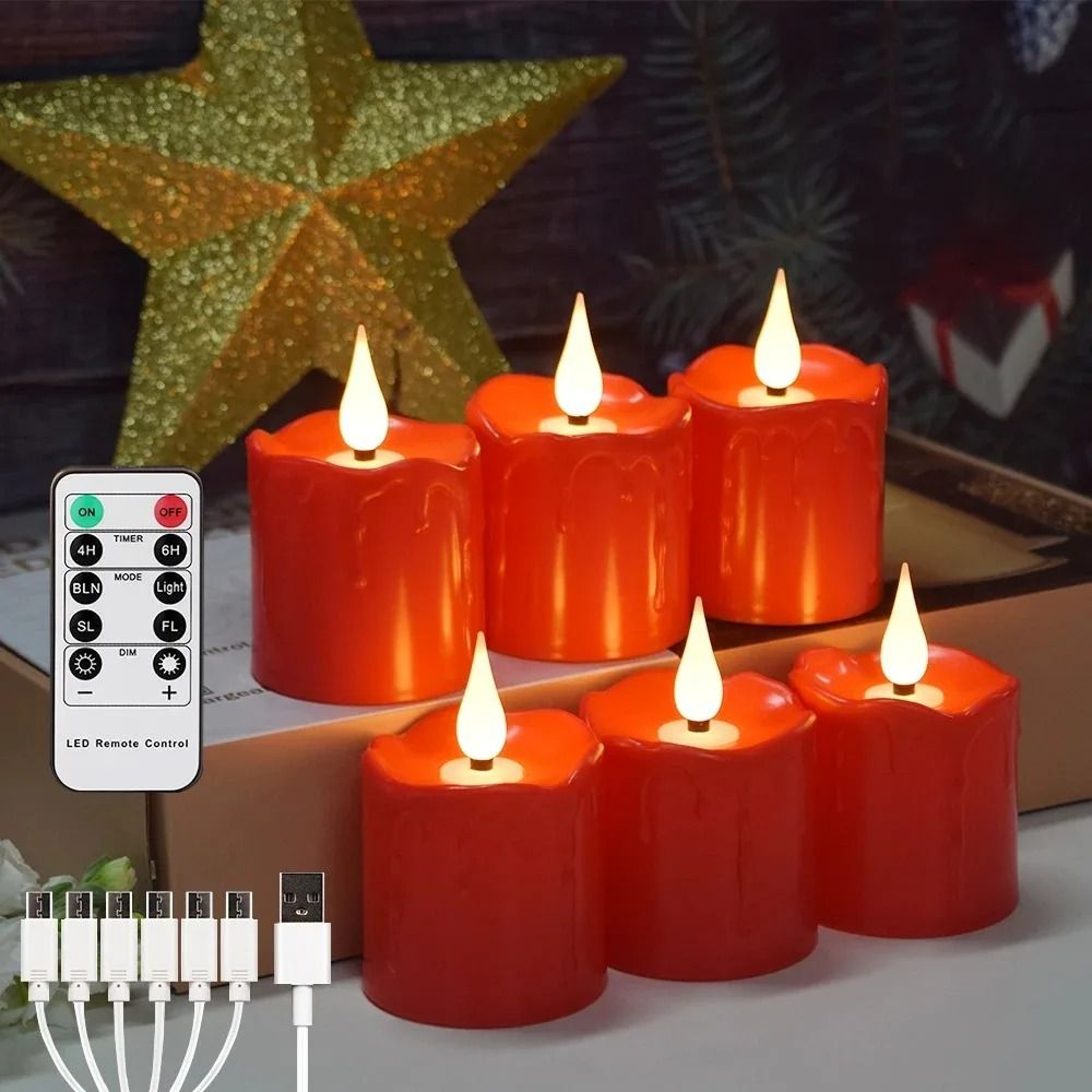 Rechargeable LED Candles Waterproof Flameless Tea Lights Remote Control Timer Set 8