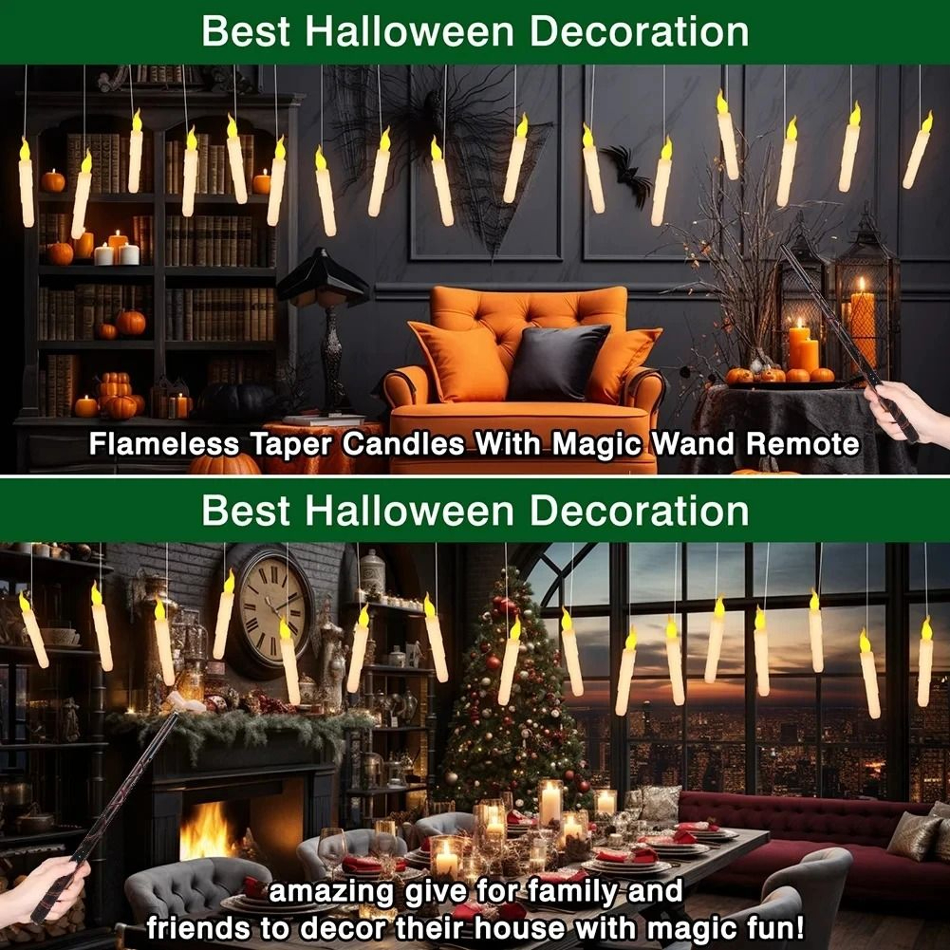 LED Floating Candles Magic Wand Remote Control Flameless Flying Light Set 4