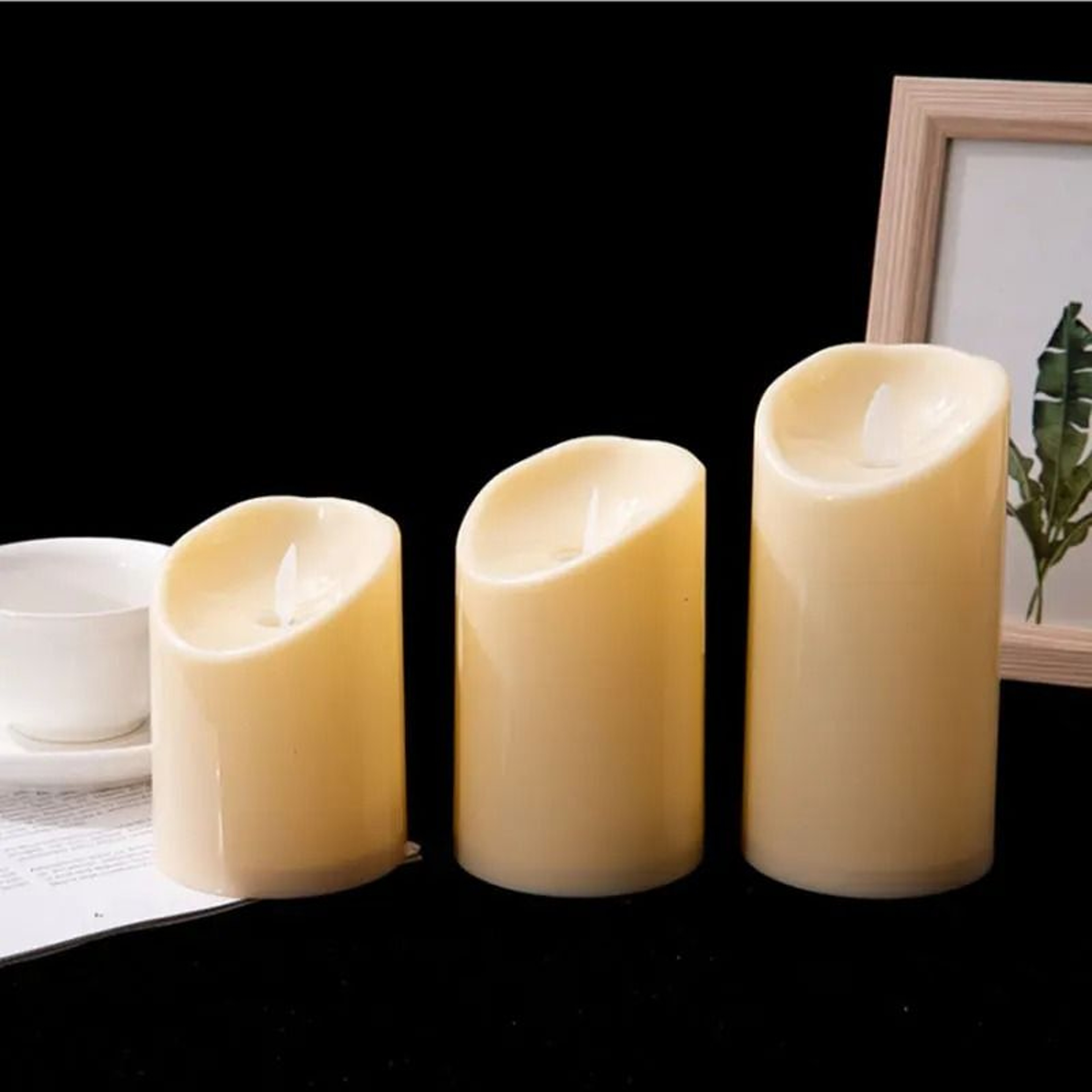 Moving Wick LED Decorative Candles Remote Control Battery Pillar Candle Set 5