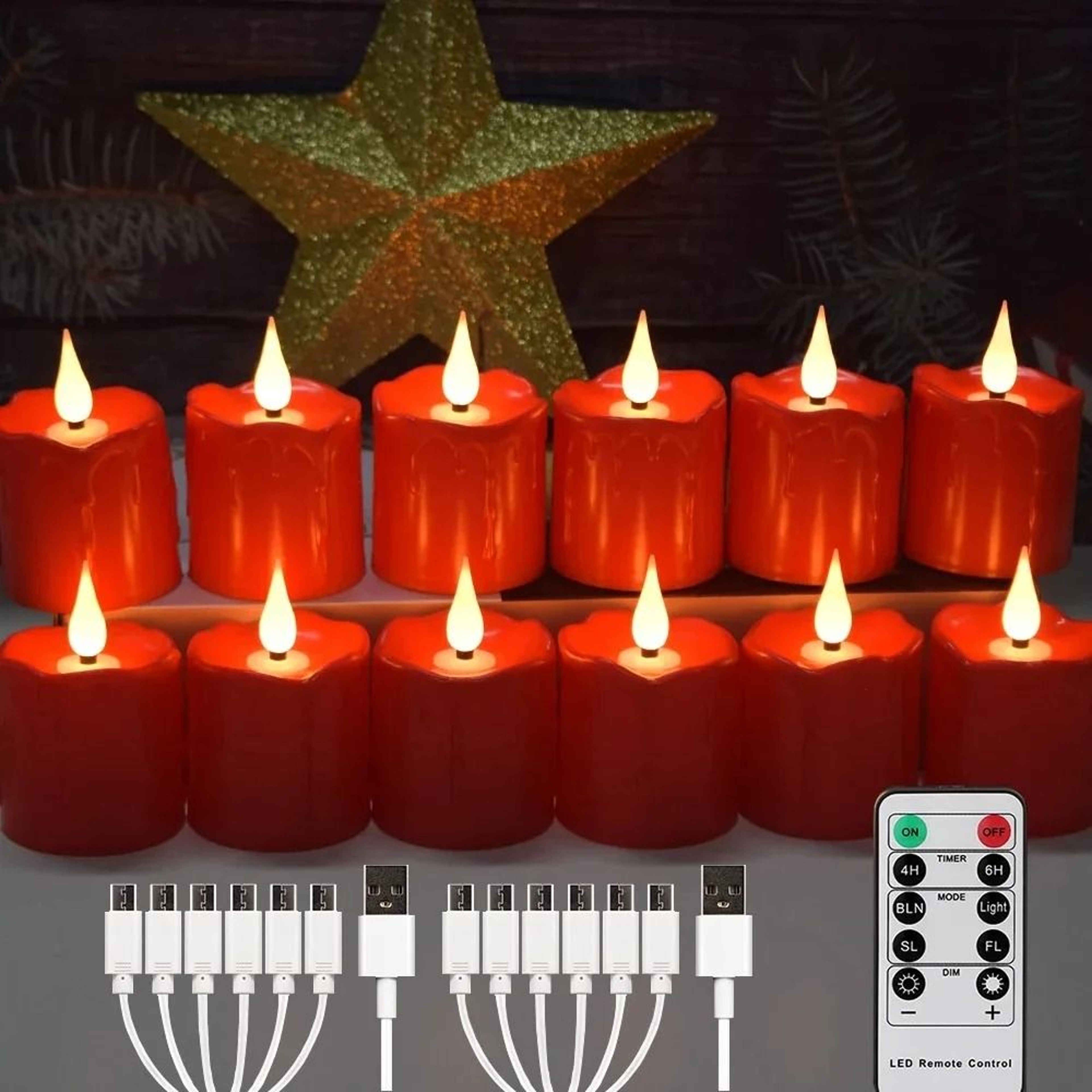 Rechargeable Waterproof LED Candles Remote Timer Flameless Tea Lights 1