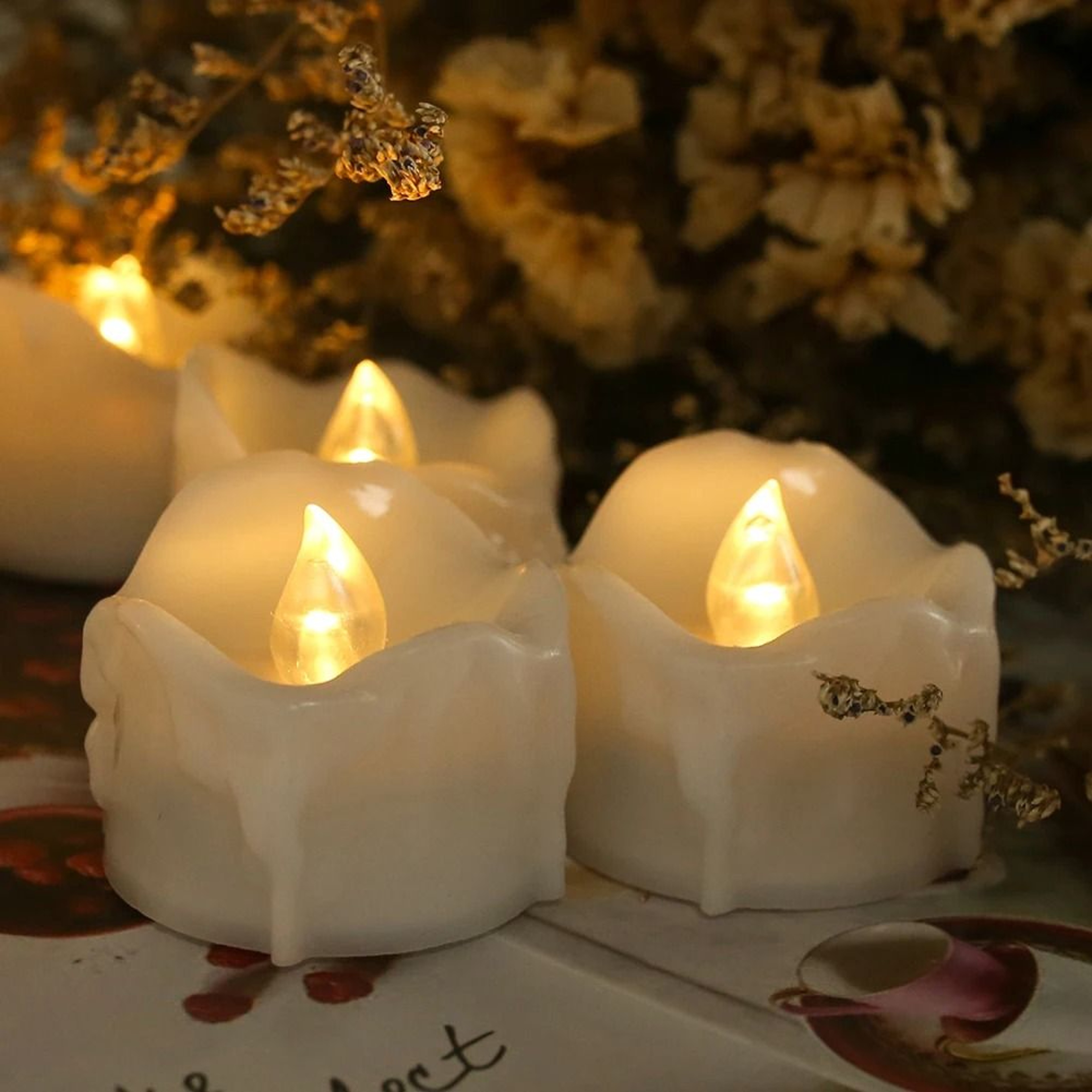 Remote Timer LED Tea Lights Battery Operated Flameless Votive Candles Set 1