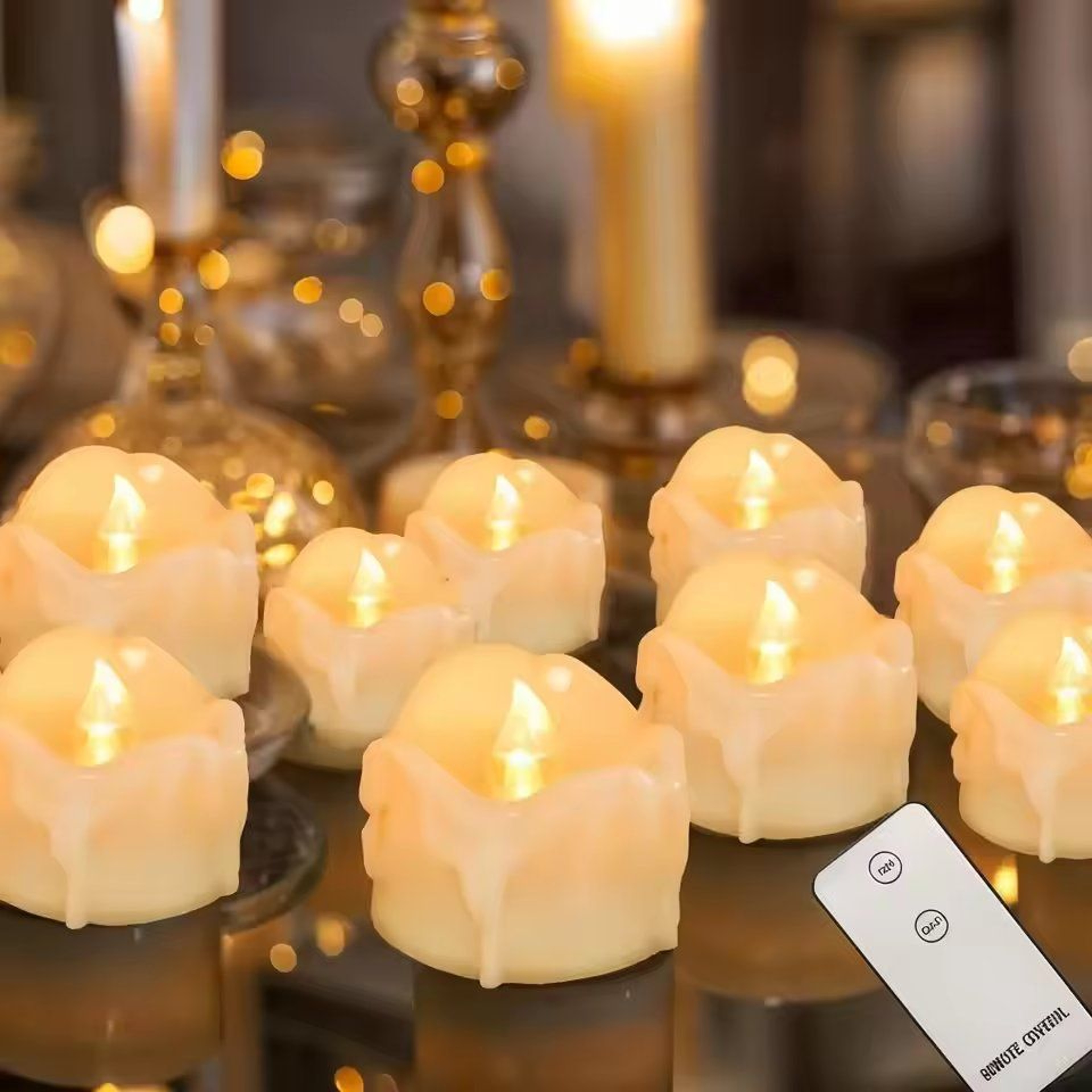 Remote Timer LED Tea Lights Battery Operated Flameless Votive Candles Set 0