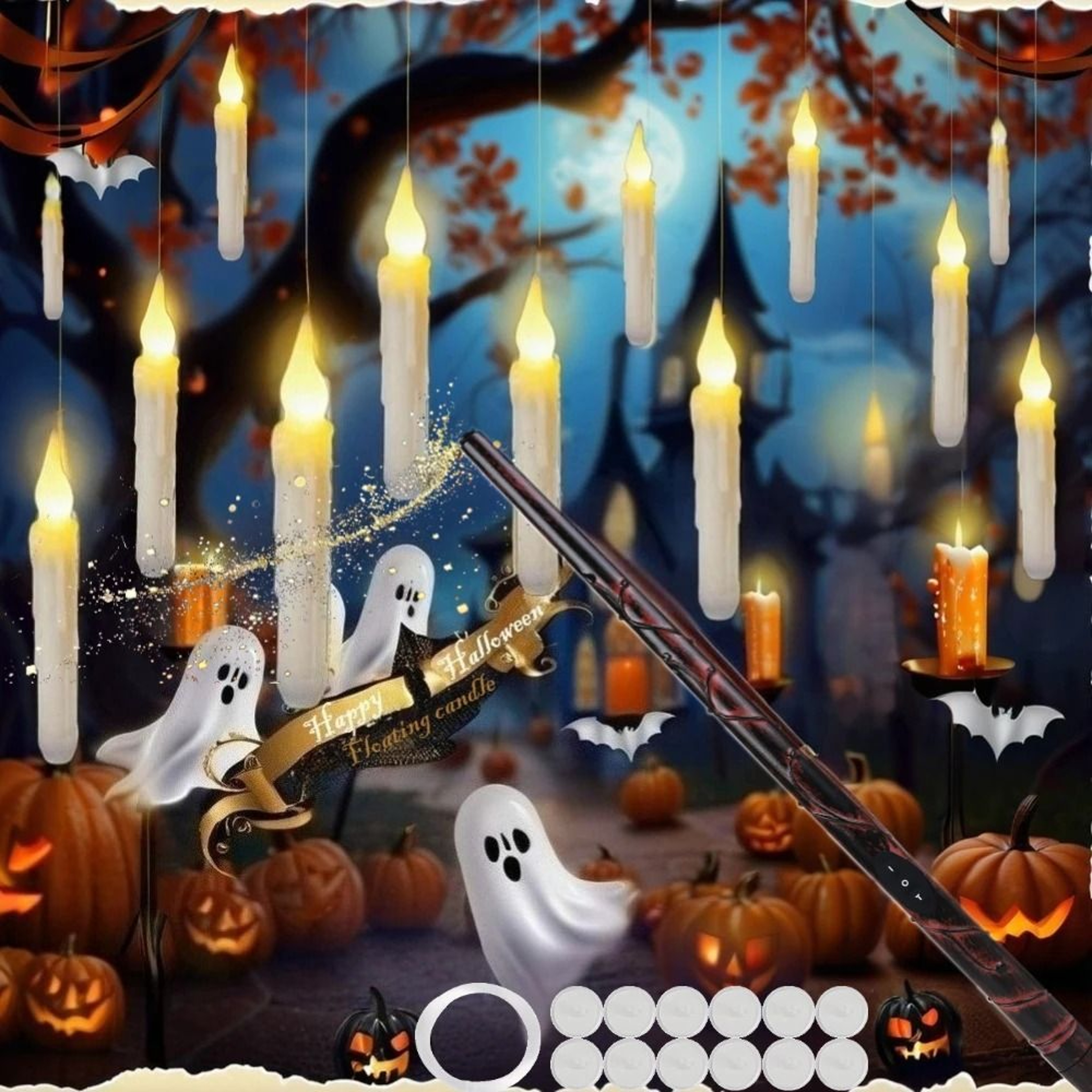Magic Wand Remote Control LED Floating Candles Flameless Flying Taper Lights 0