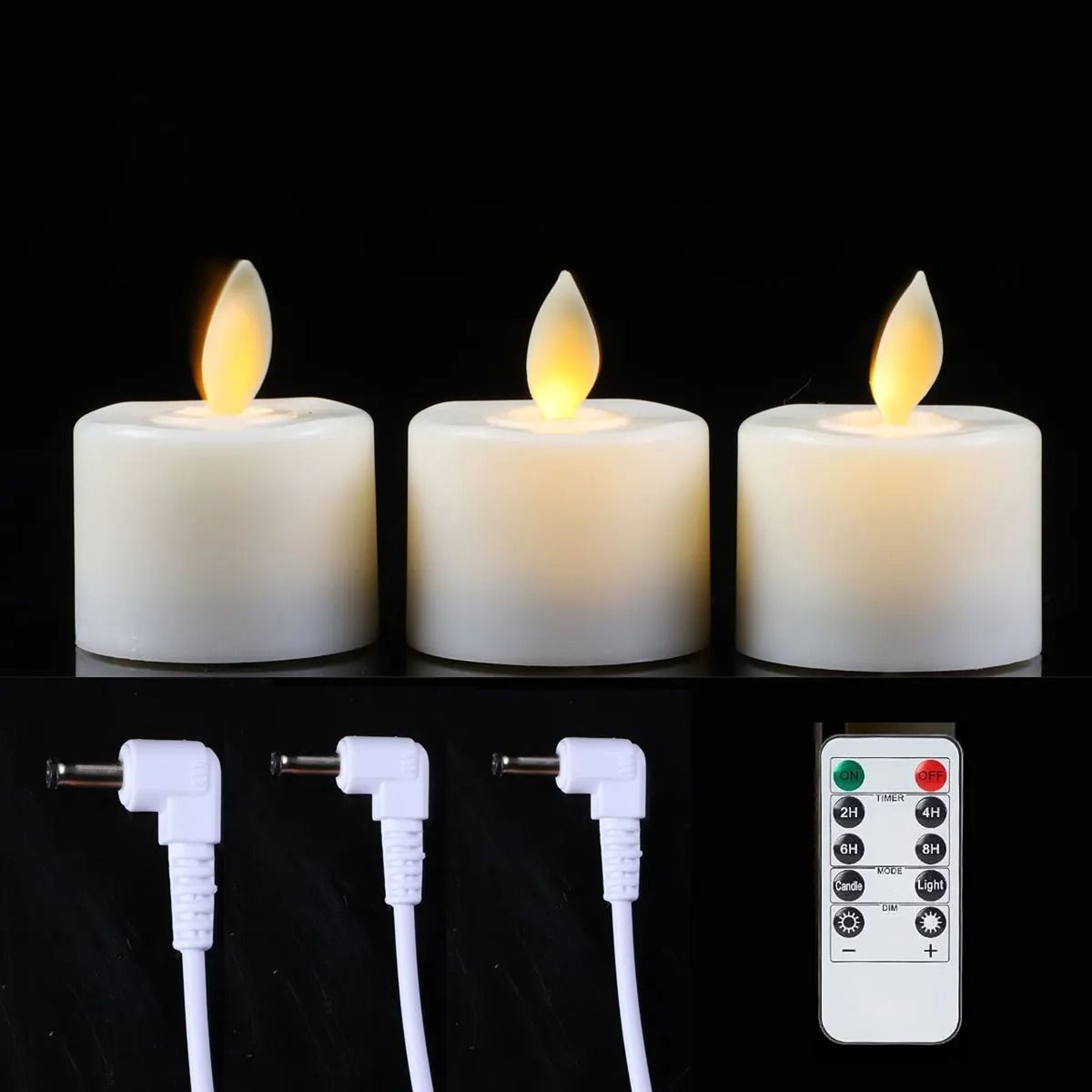 Rechargeable LED Tea Lights Remote Control Moving Flame USB Fake Candles 6