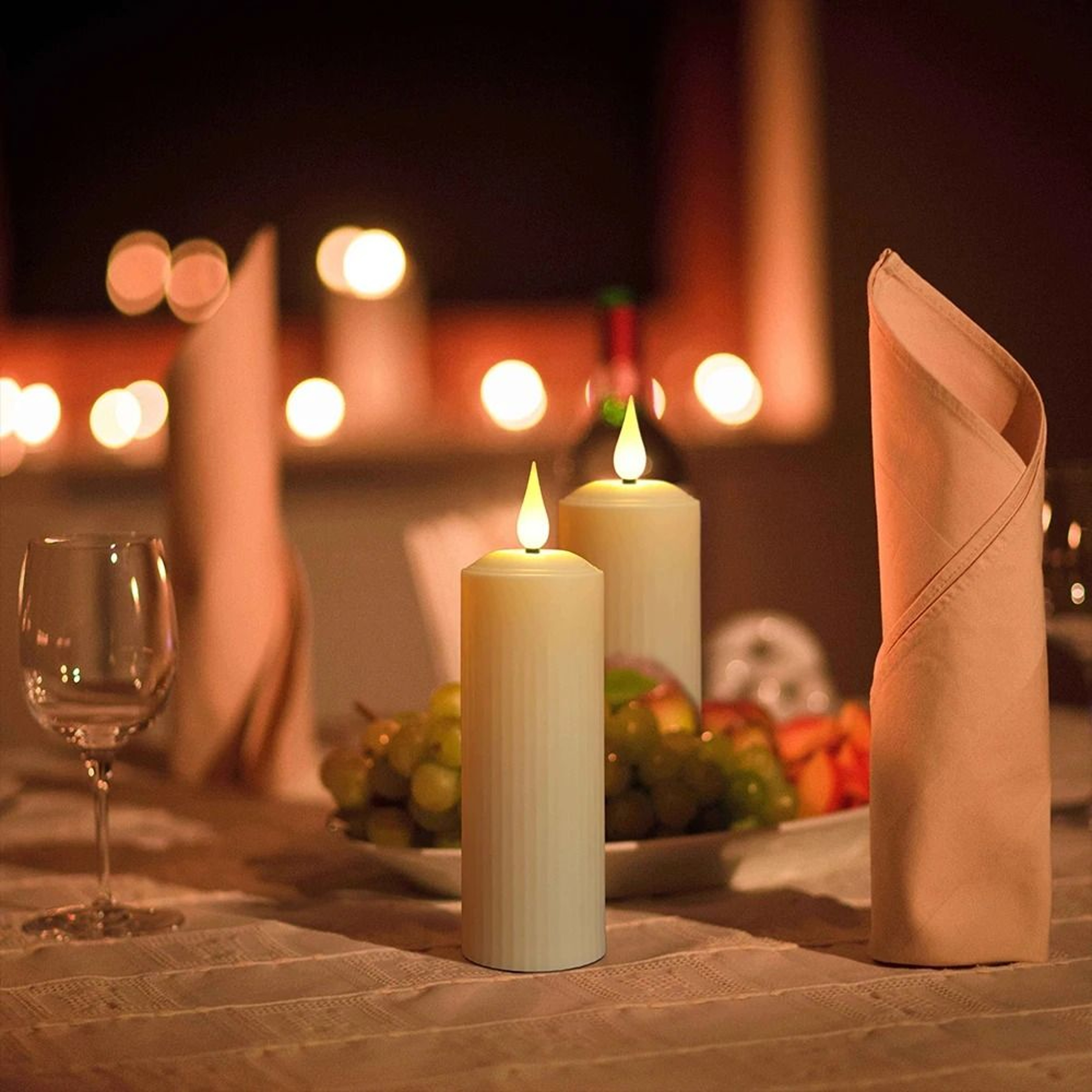 FPOO Rechargeable Waterproof LED Pillar Candles Remote Control Electric Set 3