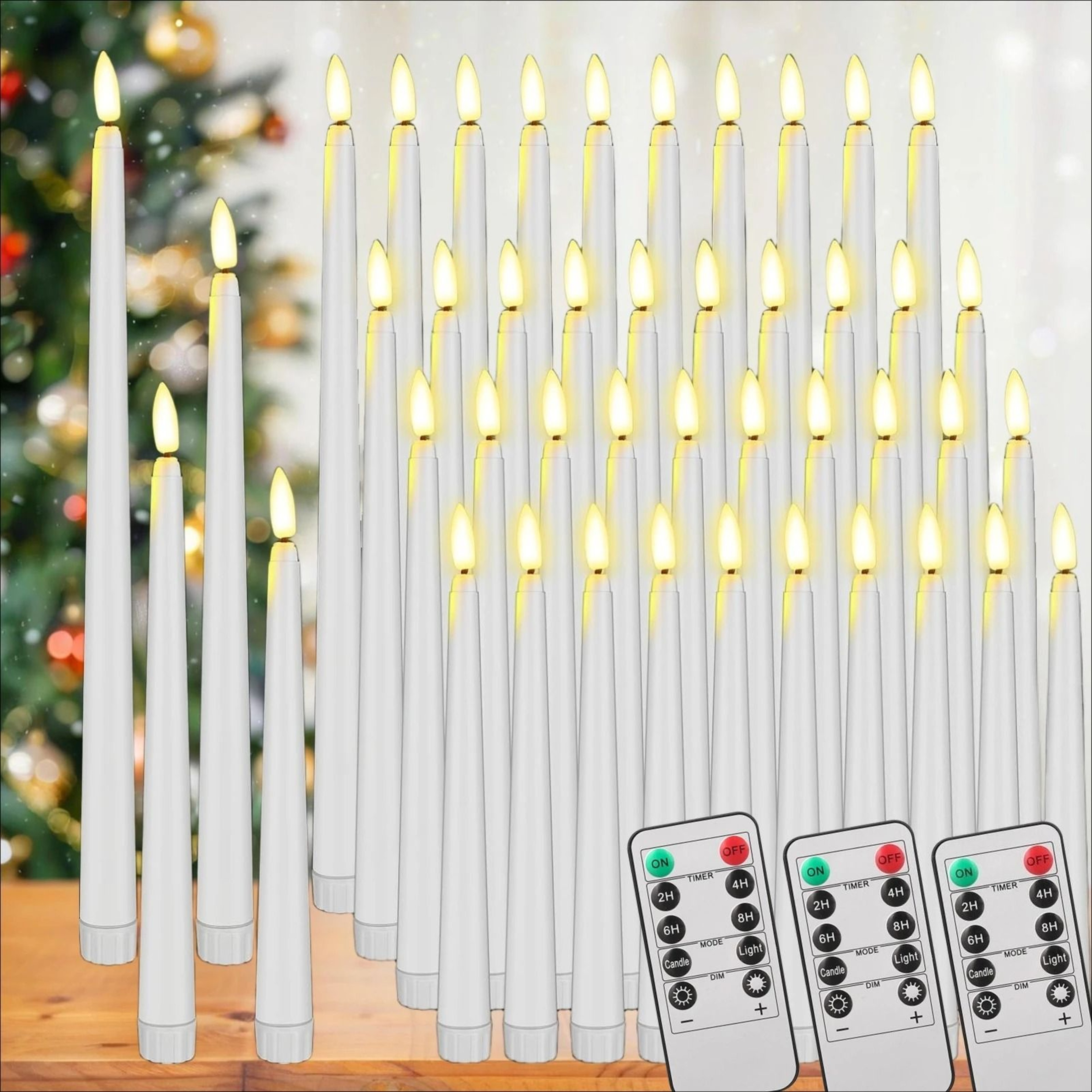 3D Wick Ivory LED Flameless Taper Candles Remote Control Window Light Set 0