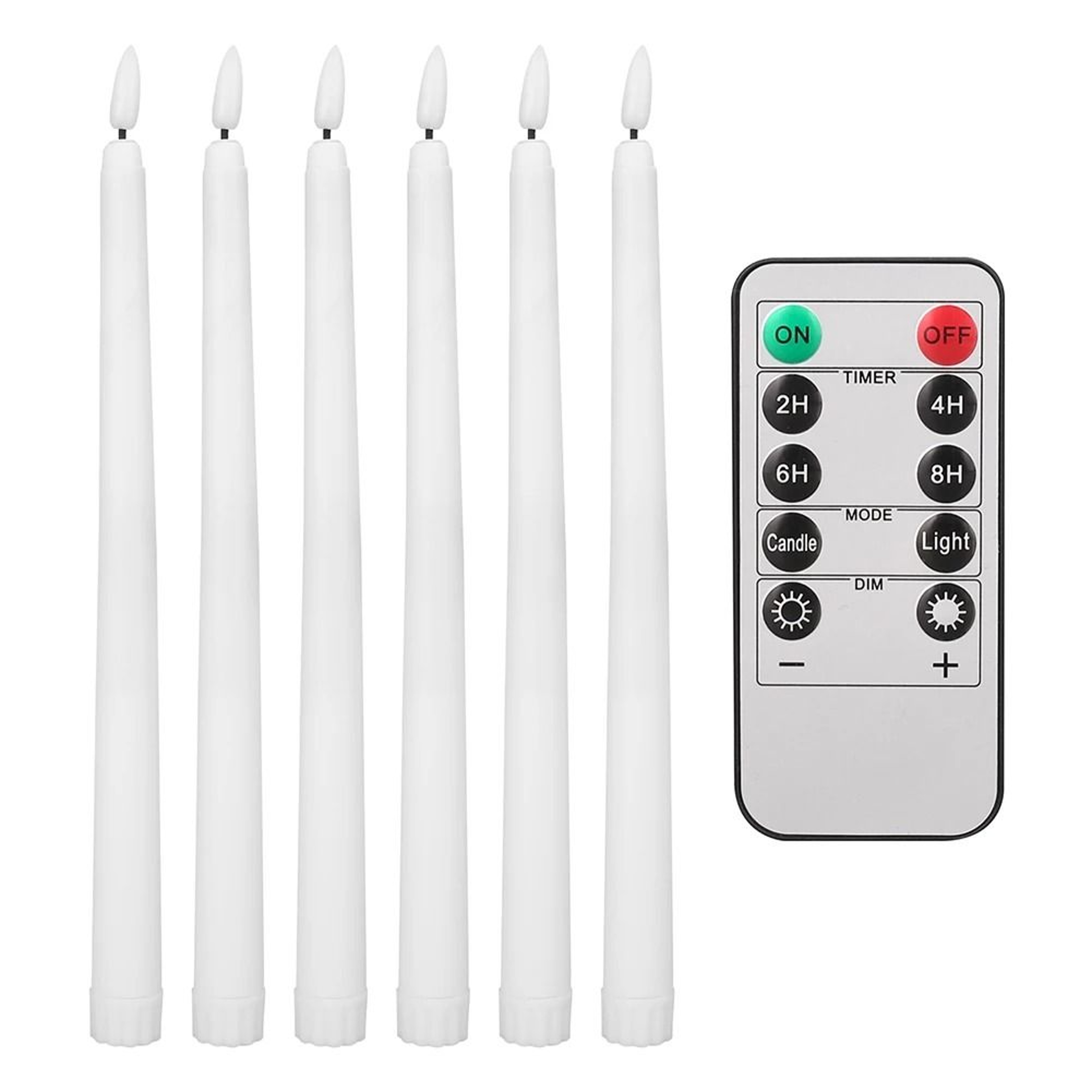 3D Wick Ivory LED Flameless Taper Candles Remote Control Window Light Set 7