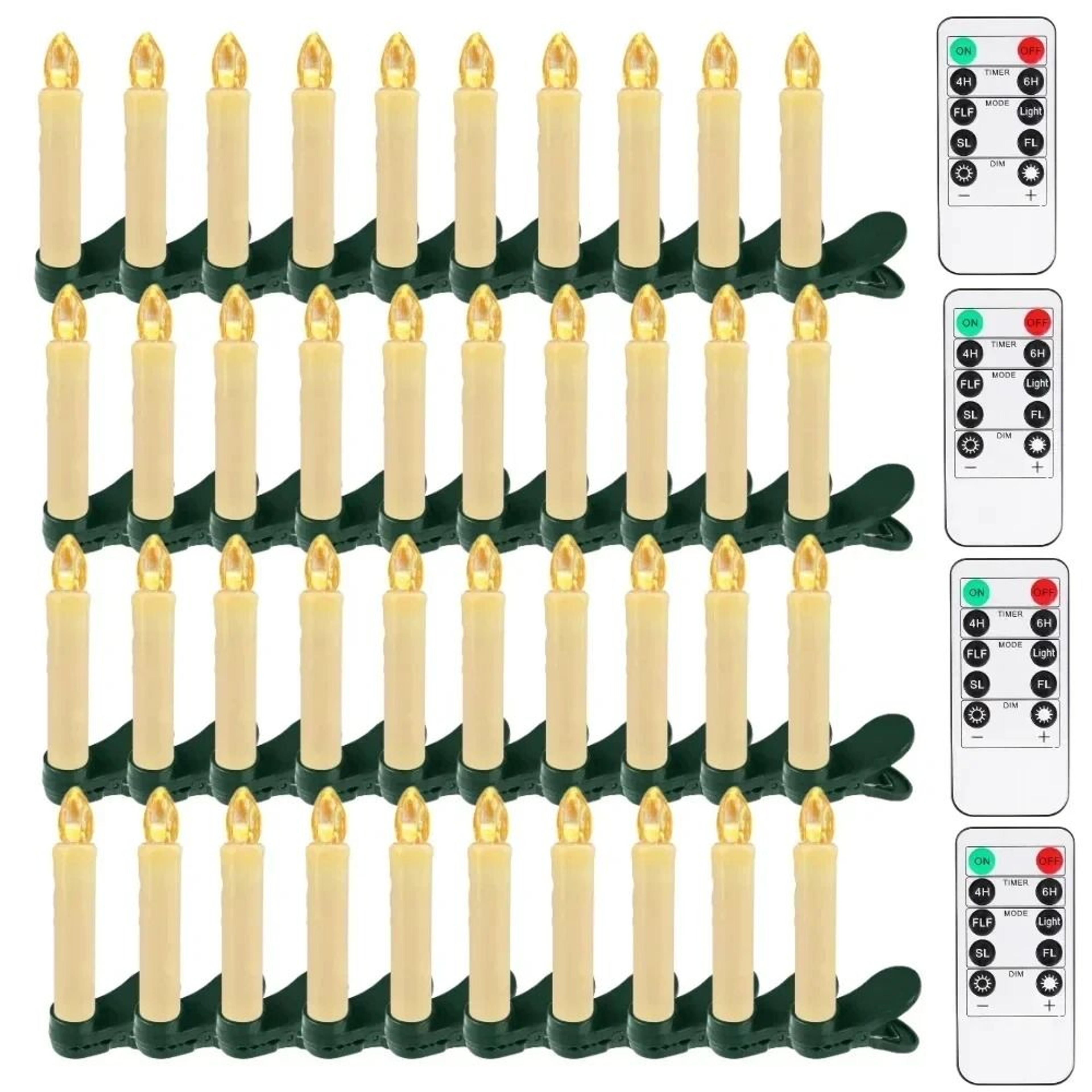 Remote Control LED Christmas Tree Clip Taper Candles Flameless Lights Set 9
