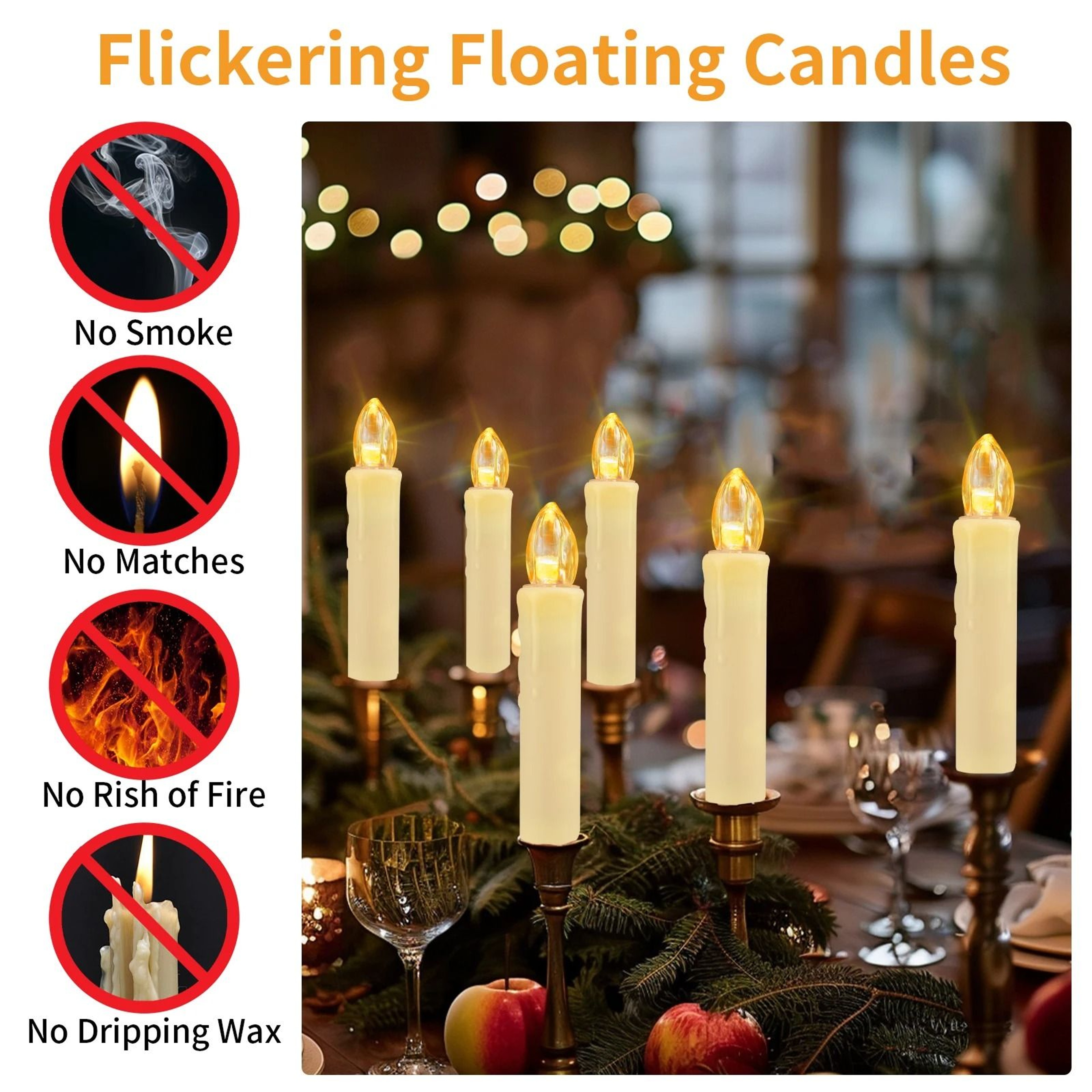 Remote Control LED Christmas Tree Clip Taper Candles Flameless Lights Set 4