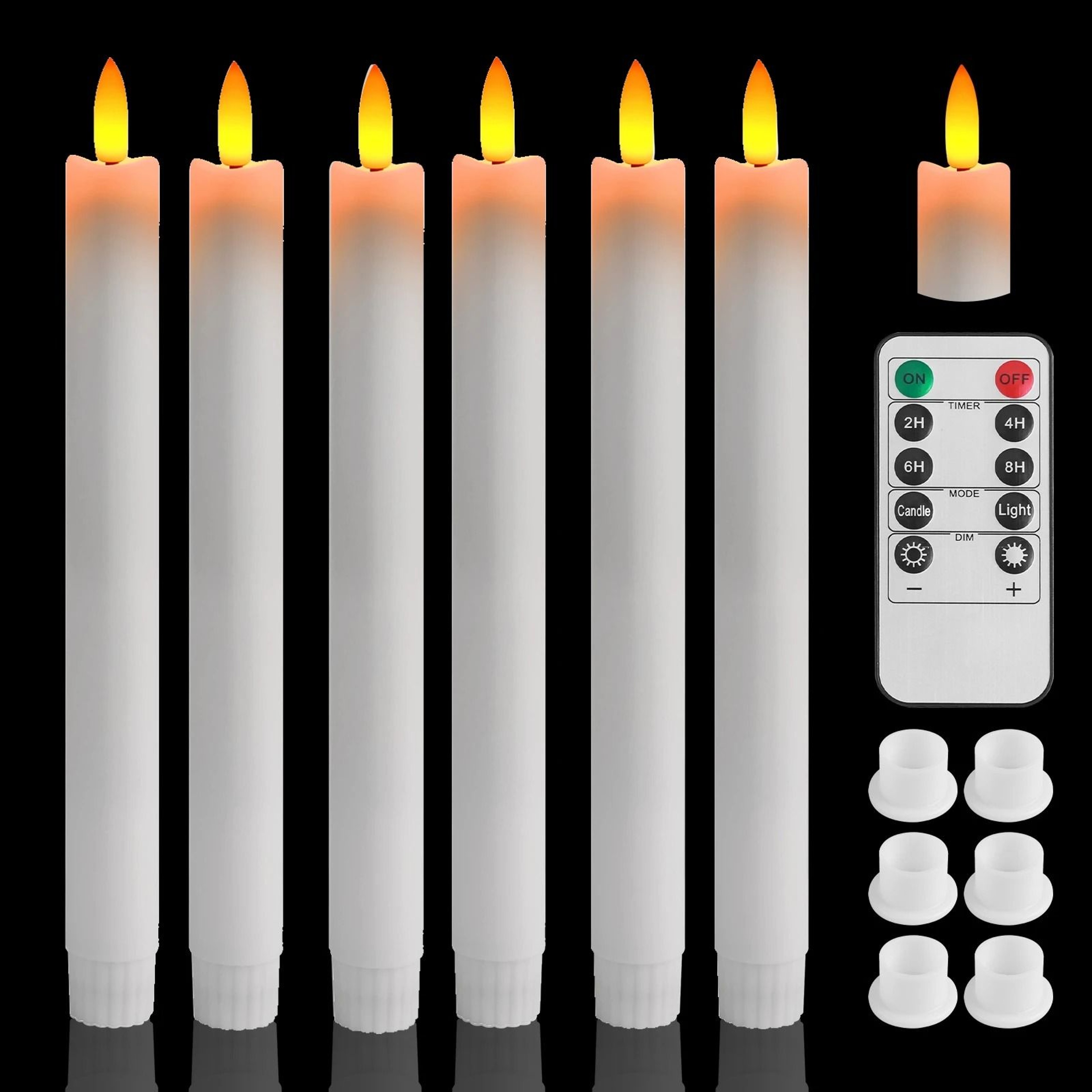 Flameless Taper Candles Remote Timer LED Candlesticks Flickering Window Decor 9