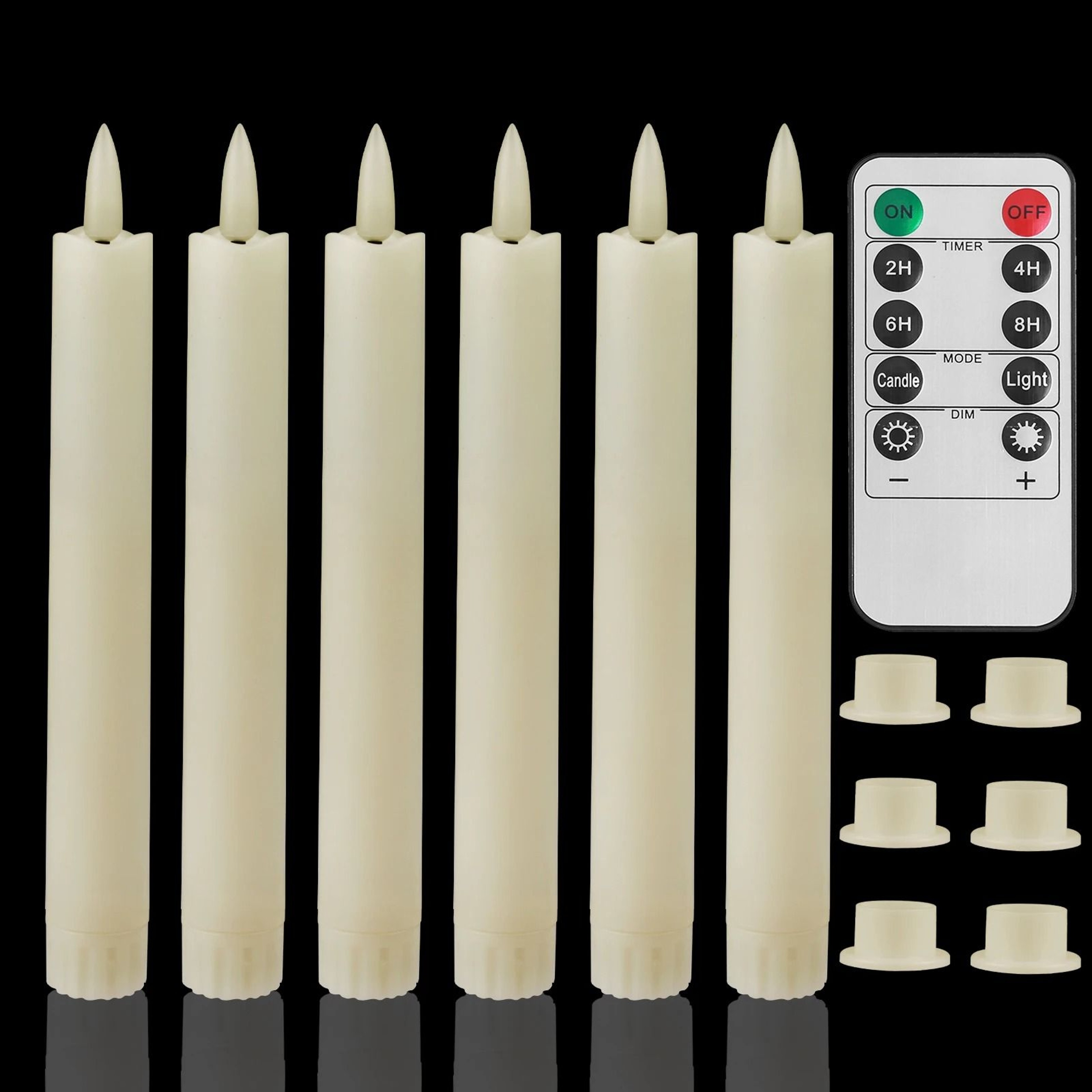 6 Pack Remote Control LED Flameless Decorative Candles Battery Timer Set 10