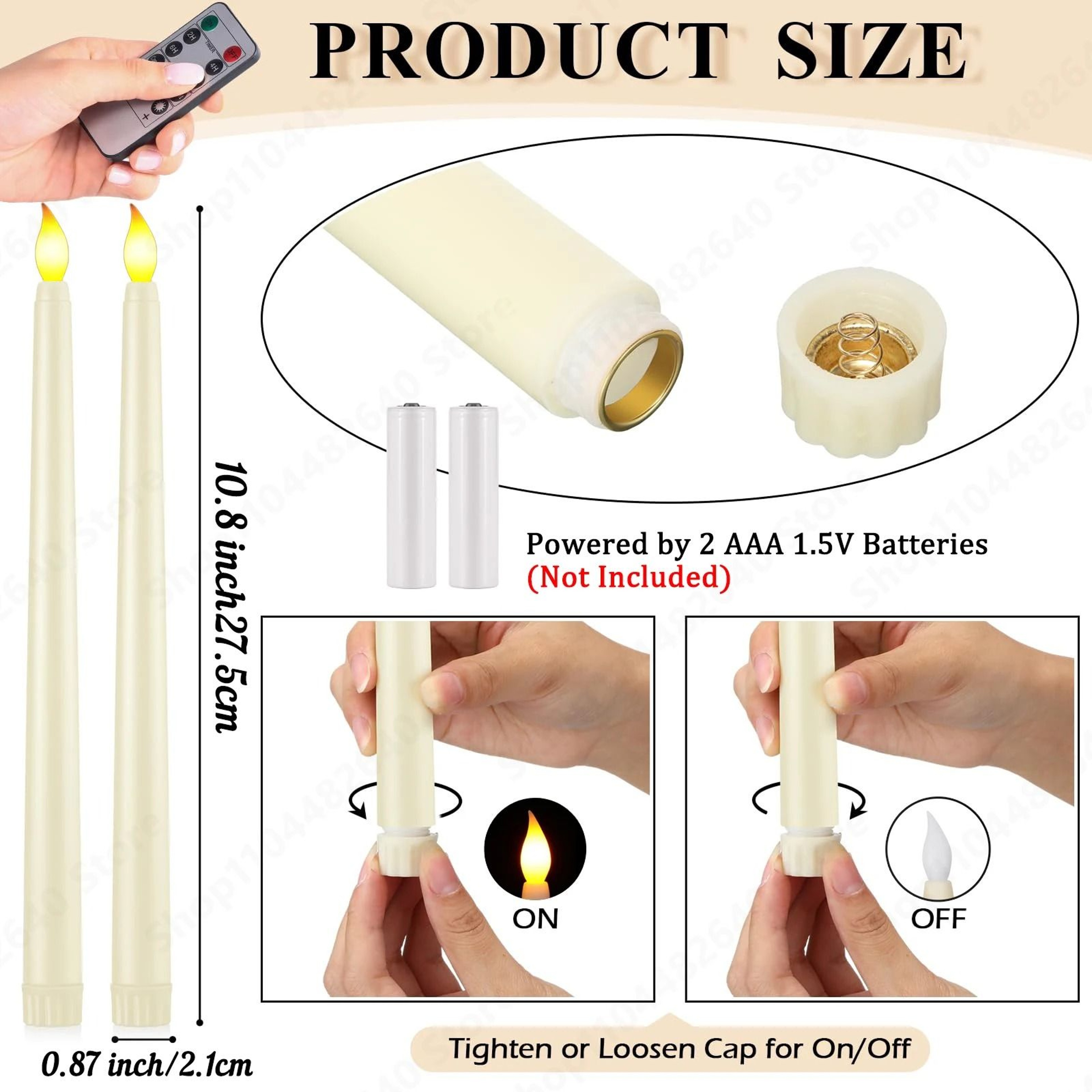 Bulk Flickering LED Flameless Taper Candles Remote Control Wedding Christmas Set 5