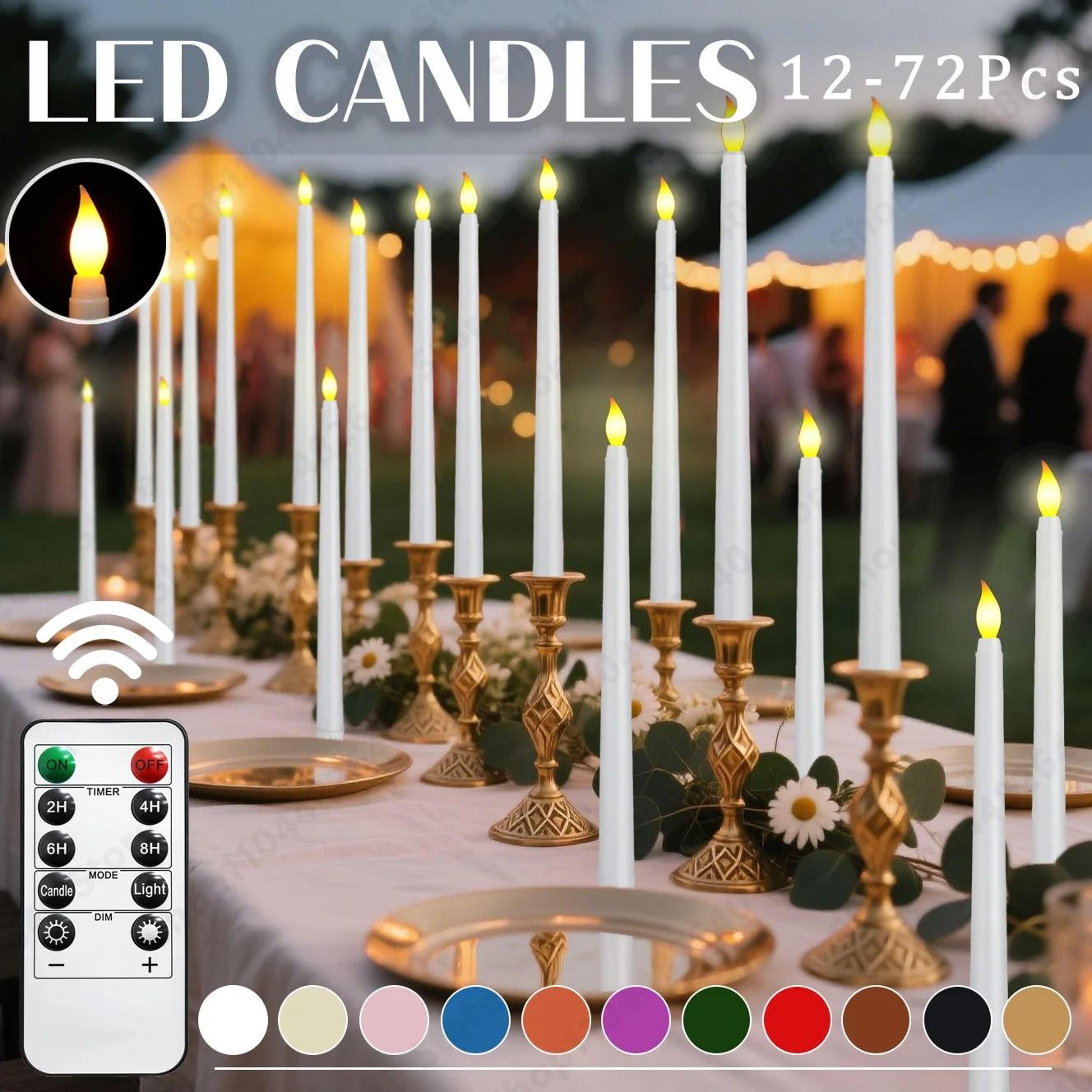Bulk Flickering LED Flameless Taper Candles Remote Control Wedding Christmas Set 0