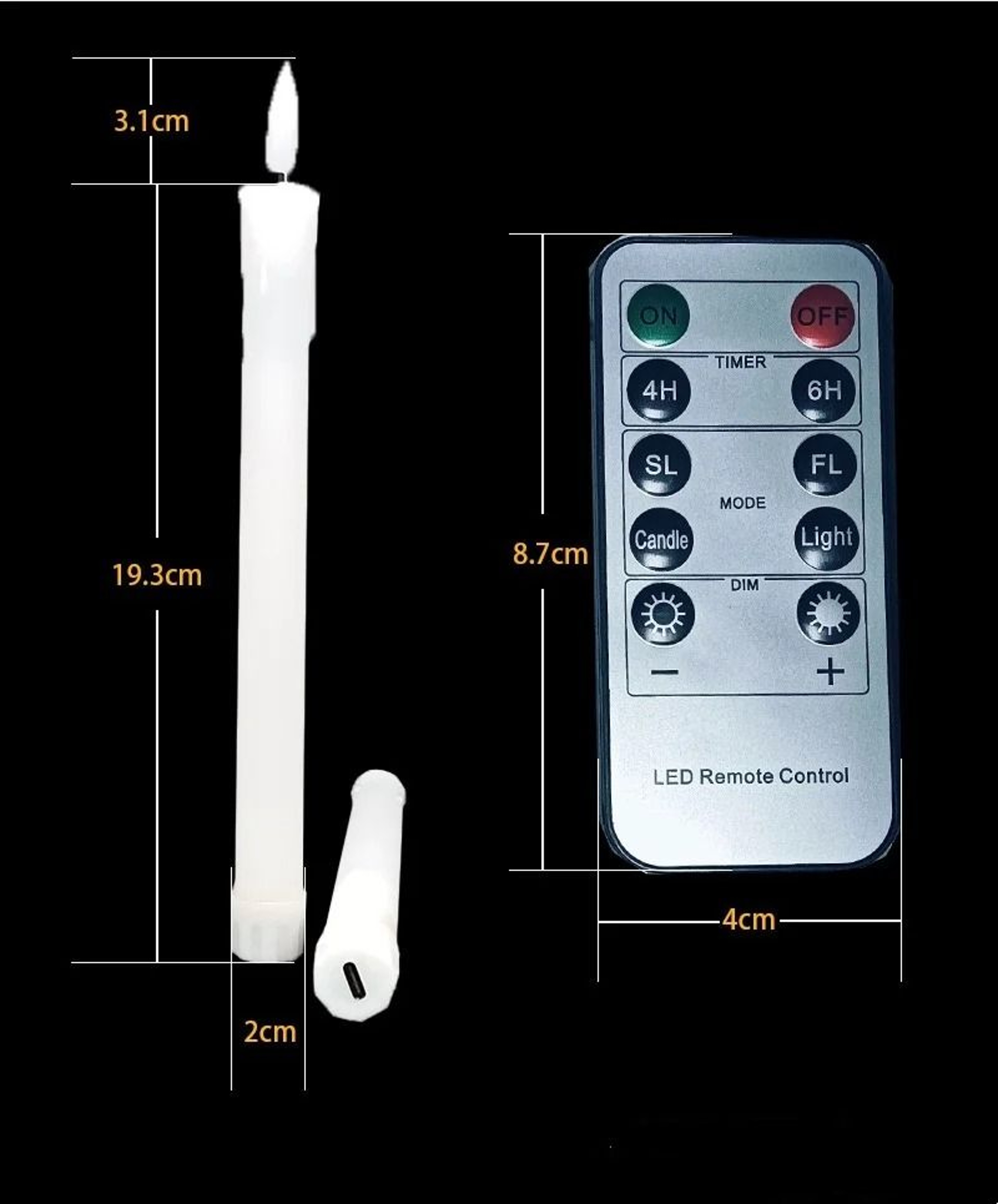 6 Pcs USB Rechargeable LED Taper Candles Remote Dripping Wax Window Lights 3