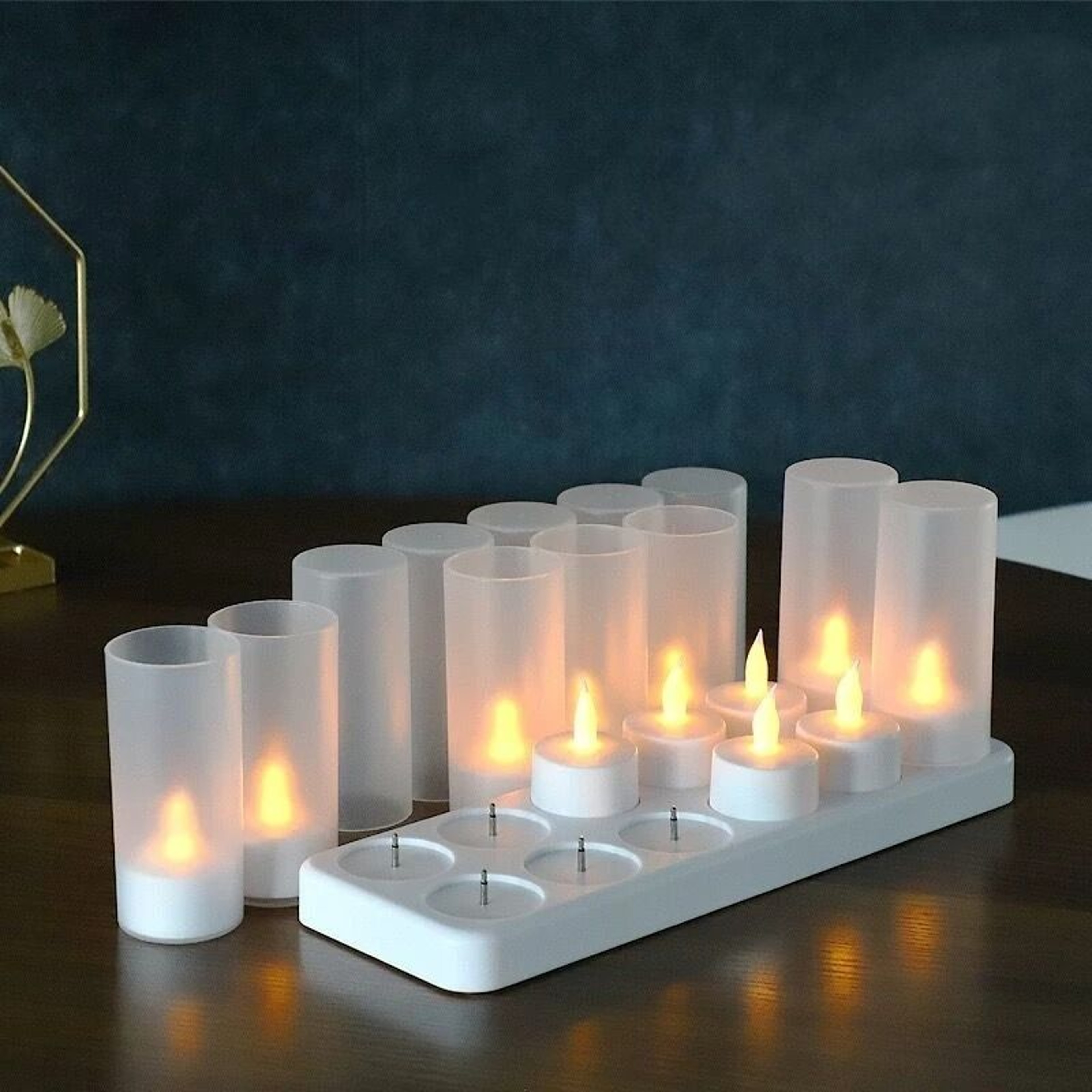 12 Pack Remote Rechargeable LED Tea Lights Flameless Electric Candles Set 4