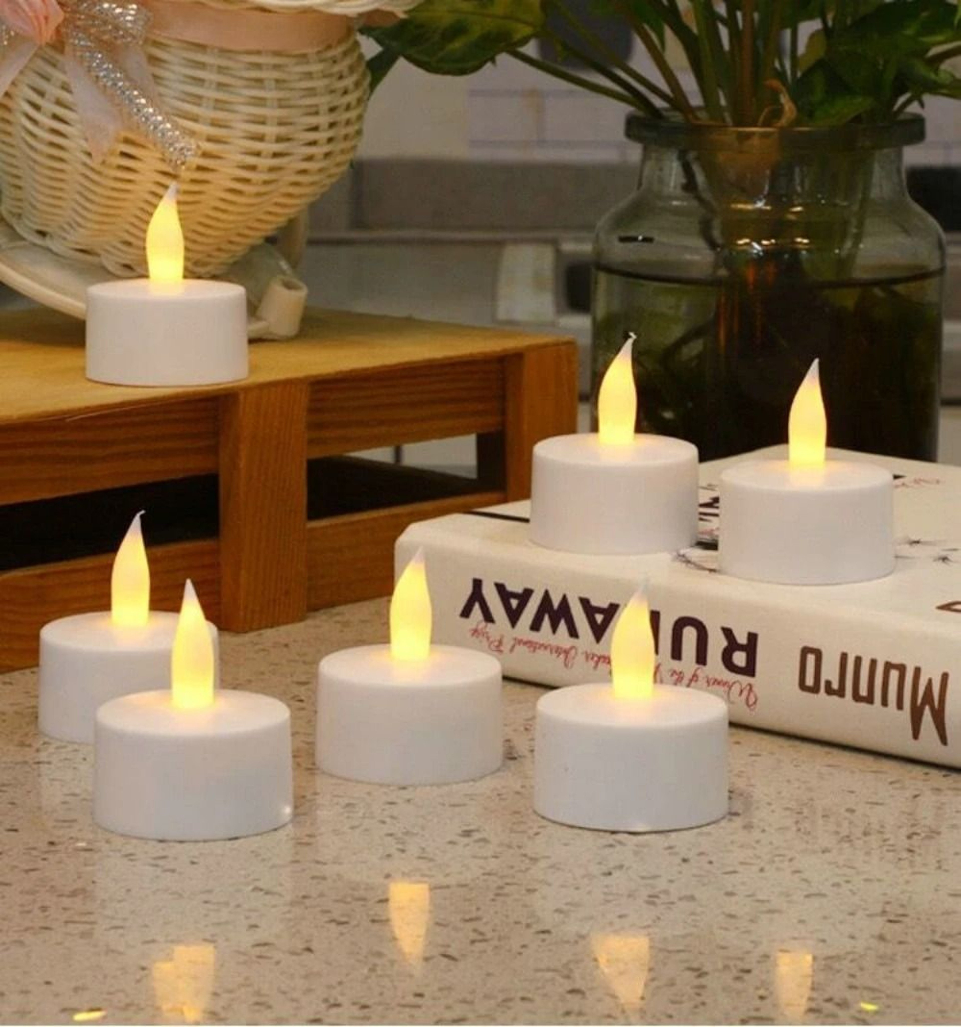 12 Pack Remote Rechargeable LED Tea Lights Flameless Electric Candles Set 5