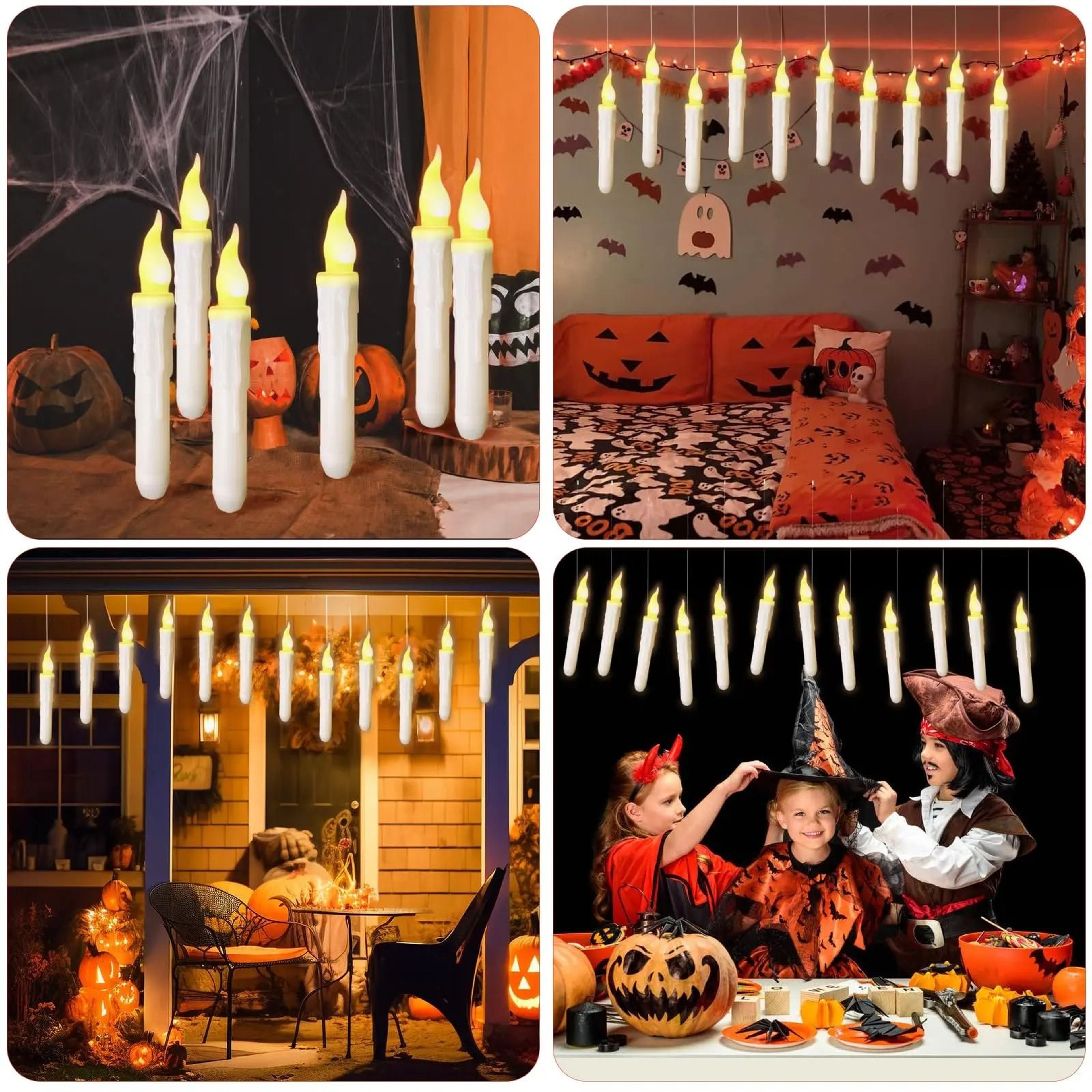 Floating LED Taper Candles Remote Control Hanging Magic Flickering Light Set 4