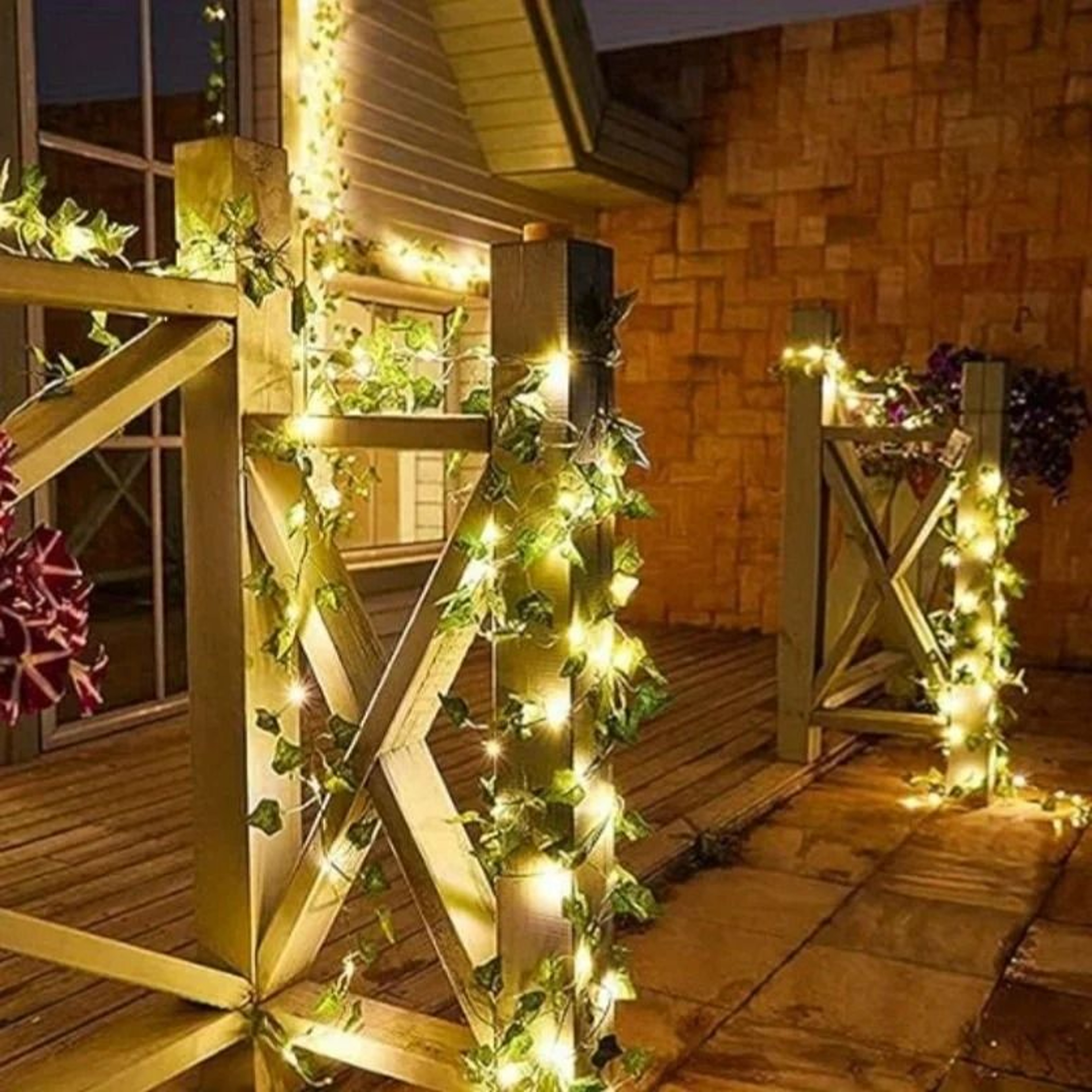 Solar Artificial Ivy Leaf Garland String Lights 8 Modes Green Fairy Garden Light 1