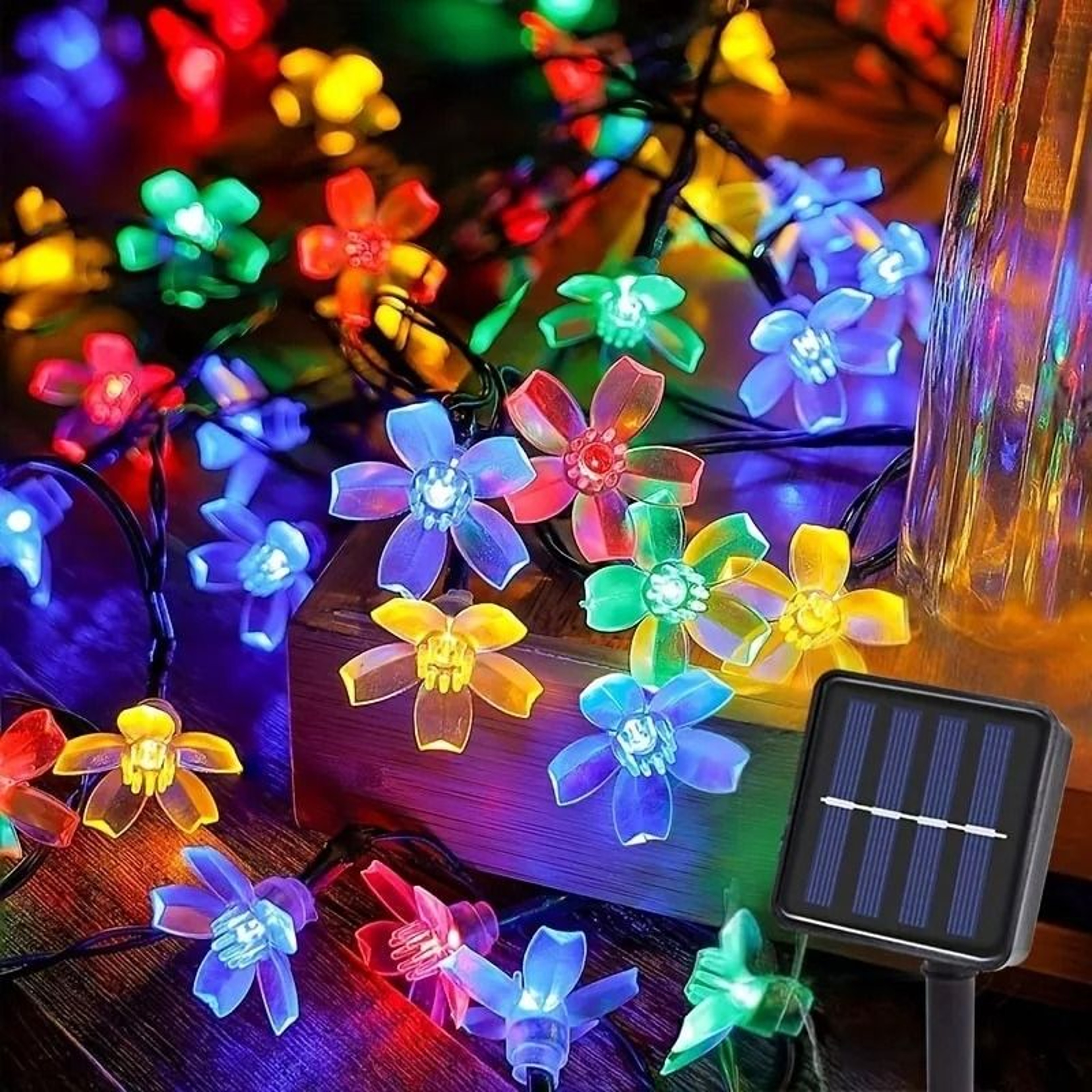 Solar Outdoor Cherry Blossom Flower String Lights 8 Modes LED Fairy Garden Lamp 7